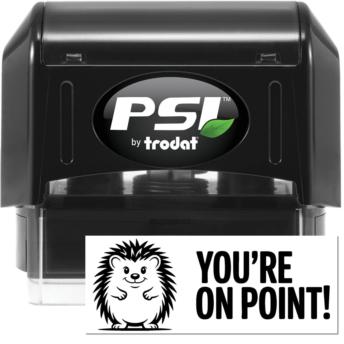 Trodat You're Howling Good Pre-Inked Teacher Stamp in black with playful wolf design, ideal for educational and teaching uses.