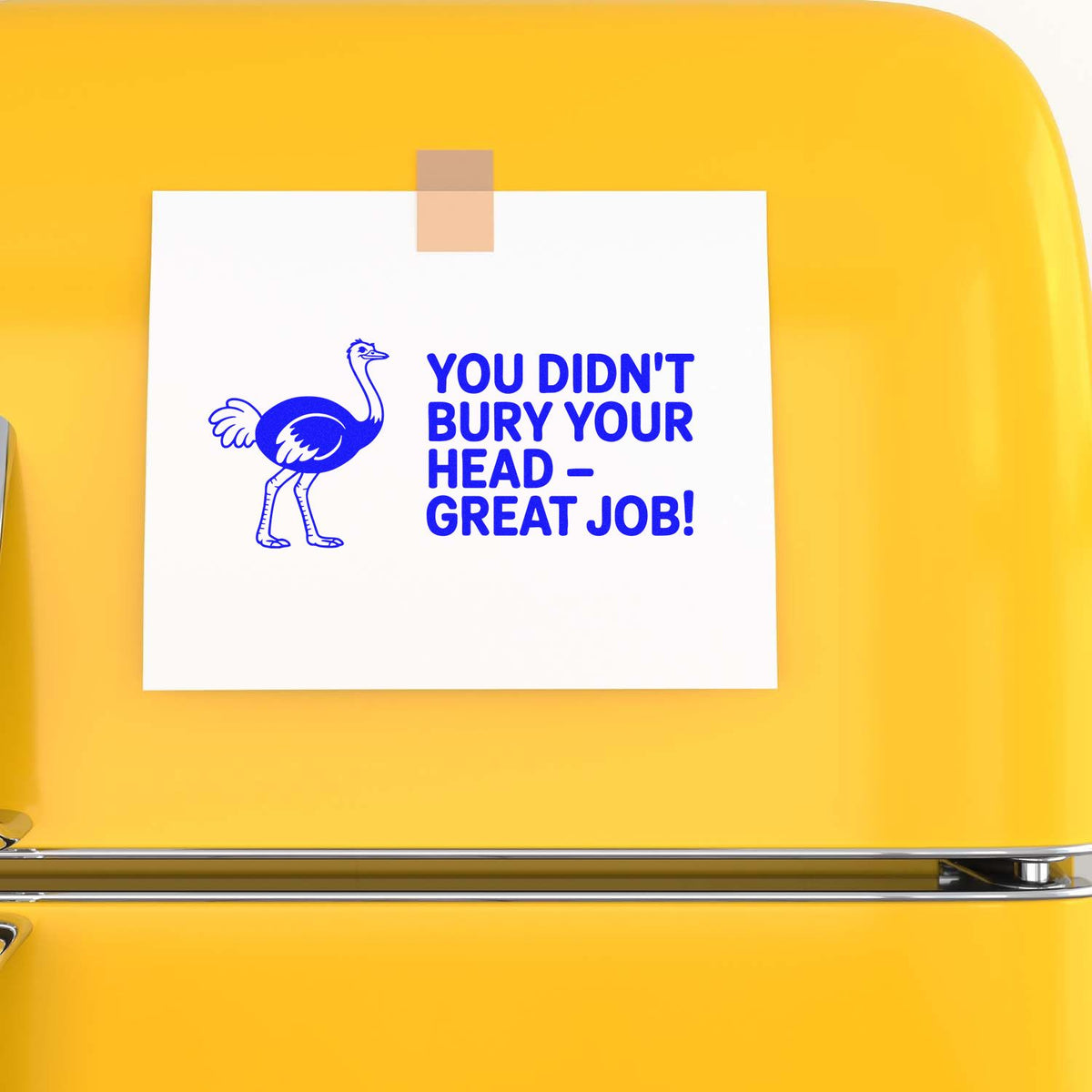 Trodat Teacher Reward Rhino PSI Pre-Inked Motivational Stock Stamp in use, featuring bold "You Charged Right Through" message.