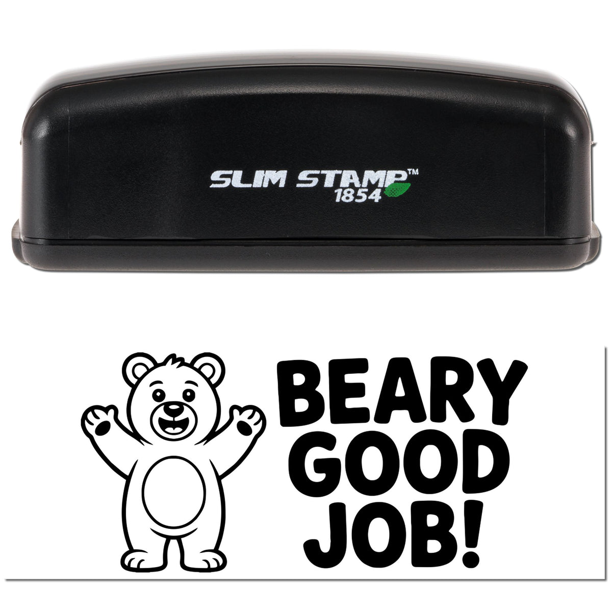 Trodat Elementary Teacher Squirrel "You Cracked It" pre-inked reward stamp with black ink, featuring a playful squirrel design.