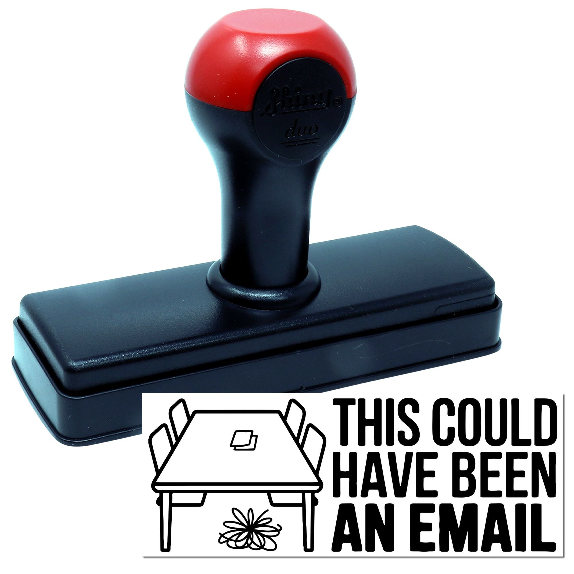 Red and black self-inking stamp and seal with This could have been an email text
