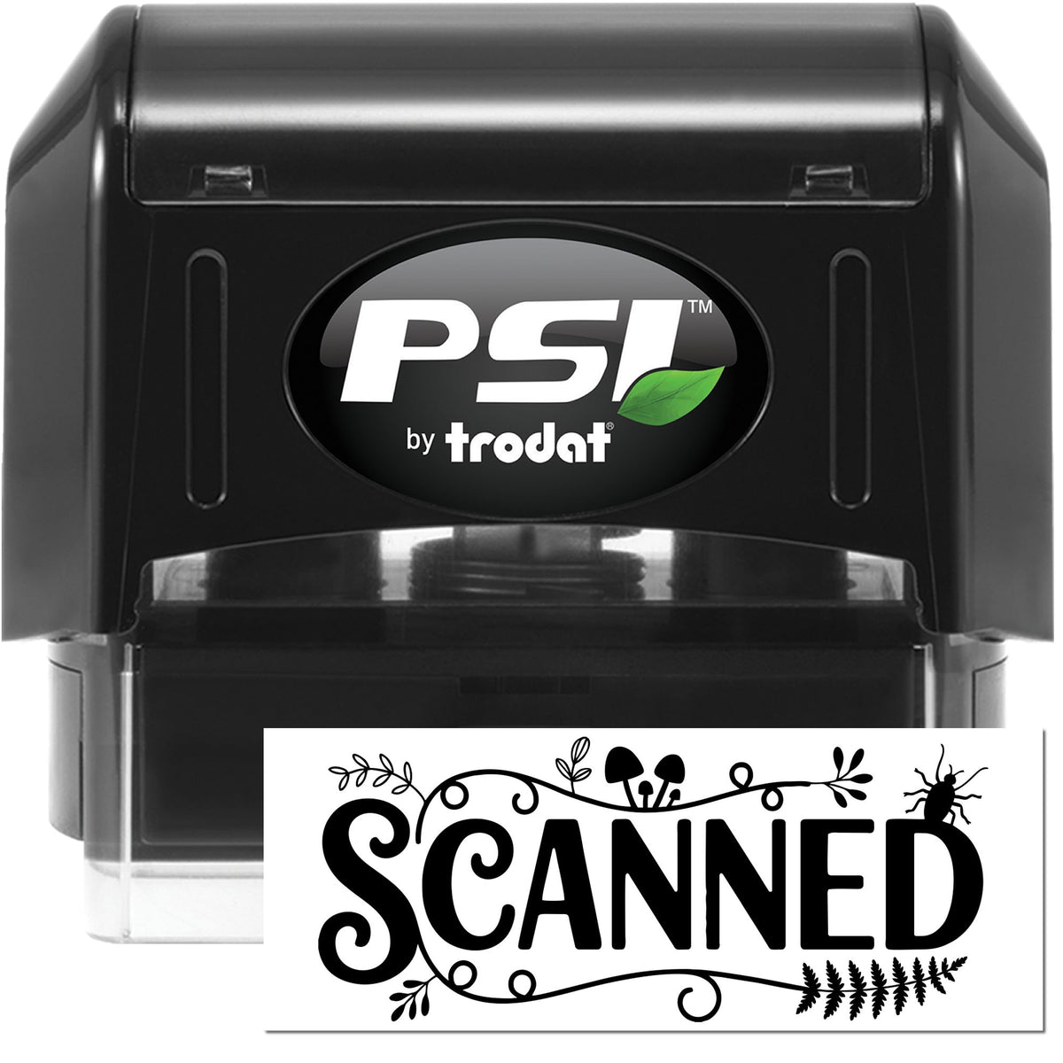 Trodat Oak Echo Duplicate Pre-Inked Rubber Stamp in black with detailed design for stock stamping applications