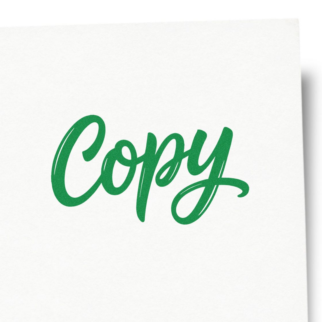 Green script Copy stamp and seal on white paper for document marking
