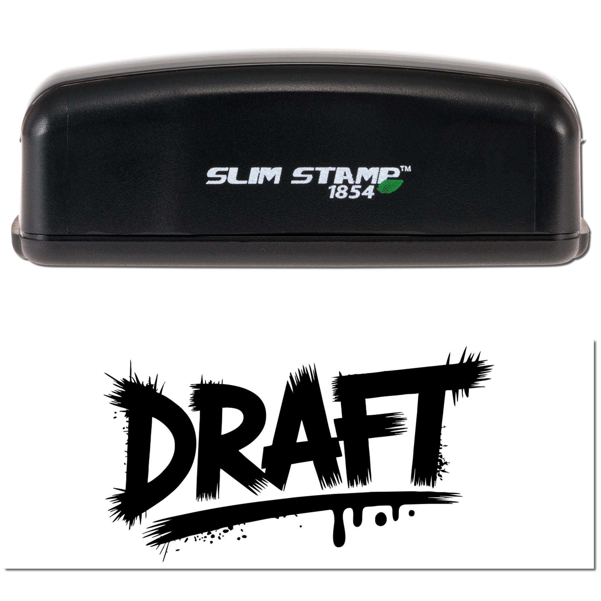 Black Slim Stamp 1854 stamp and seal with bold black DRAFT imprint on a white background.