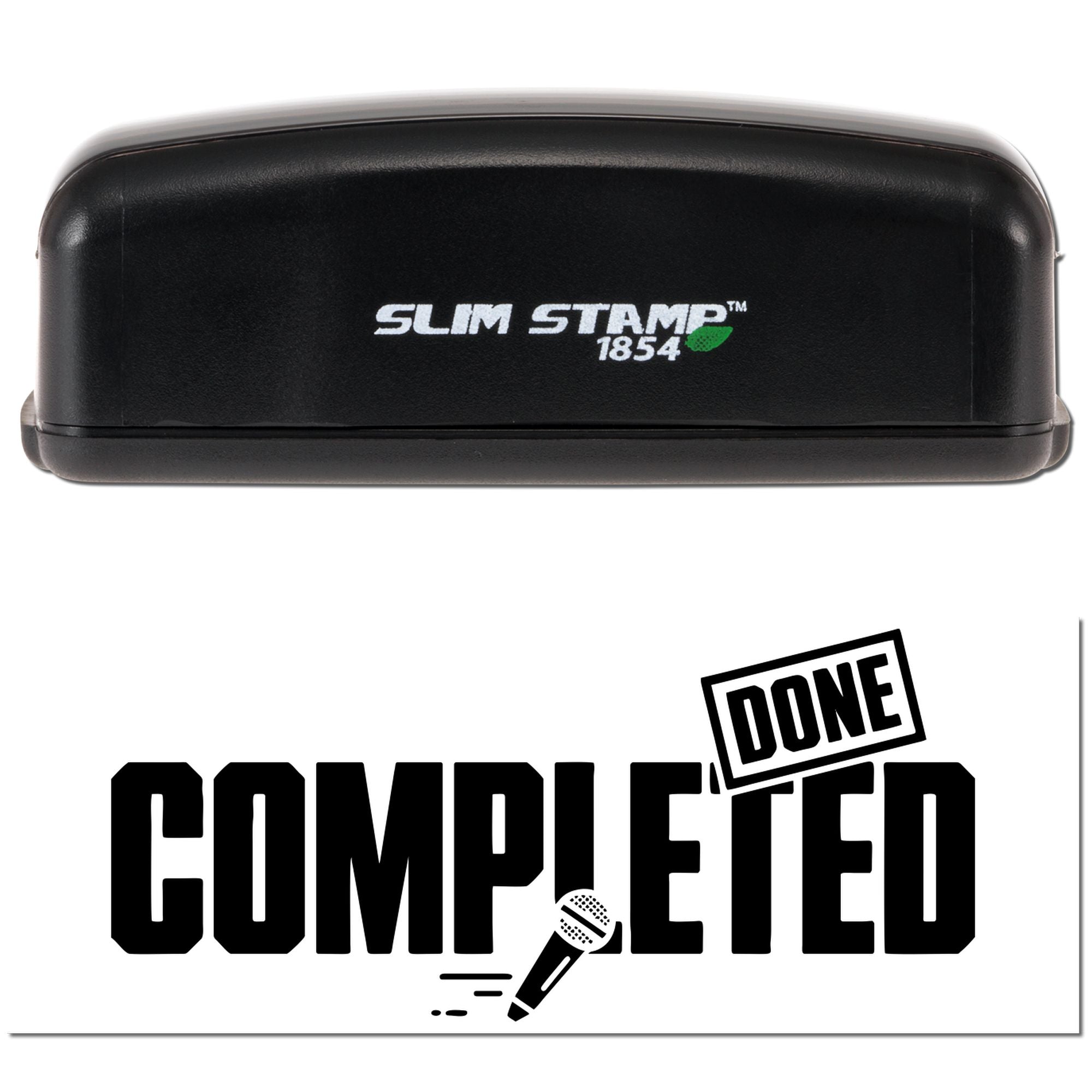 Black Slim Stamp 1854 stamp and seal product with bold DONE COMPLETED imprint on white background.