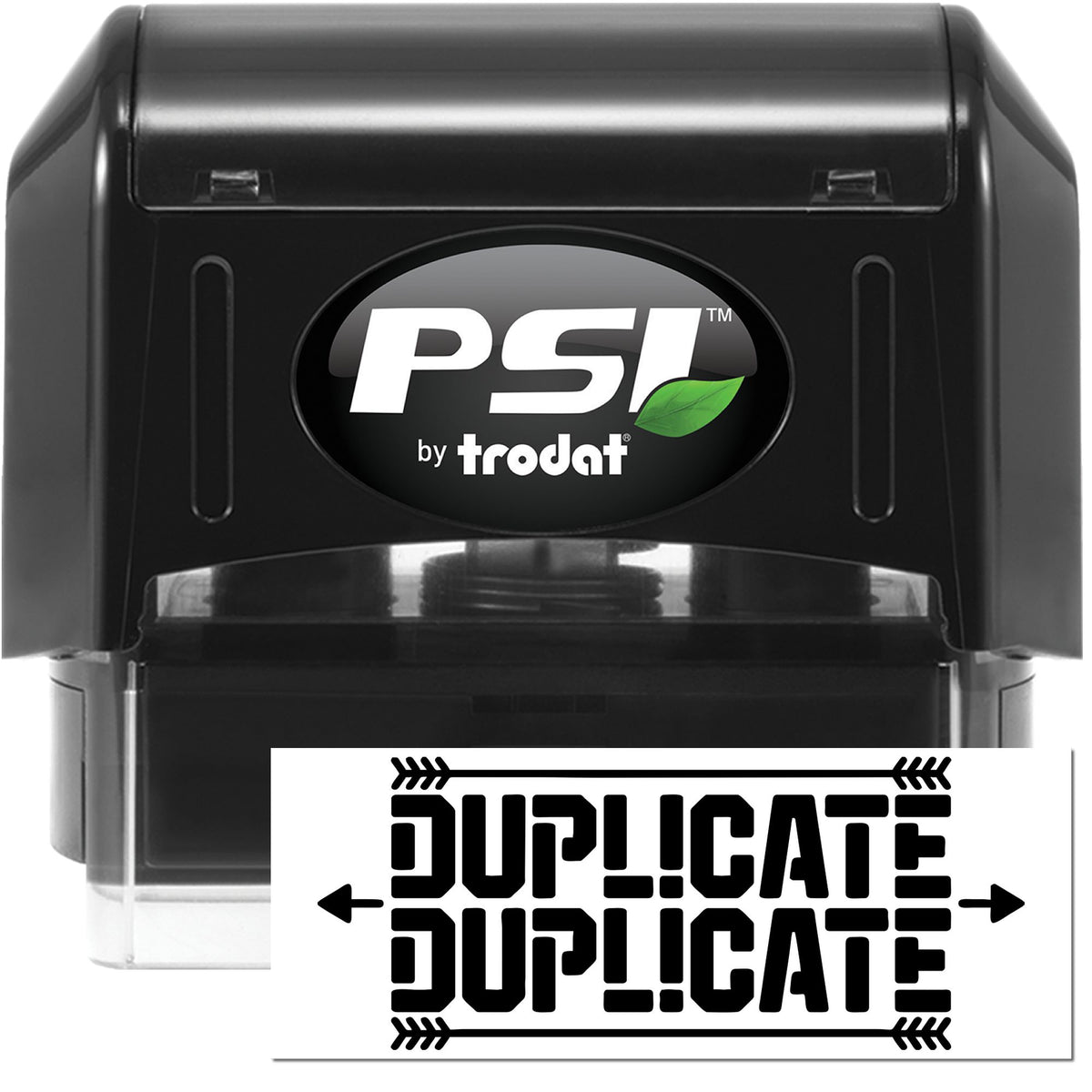 Trodat Original Graffiti Royal Stroke pre-inked stock stamp in black ink with graffiti-style design and sturdy handle.