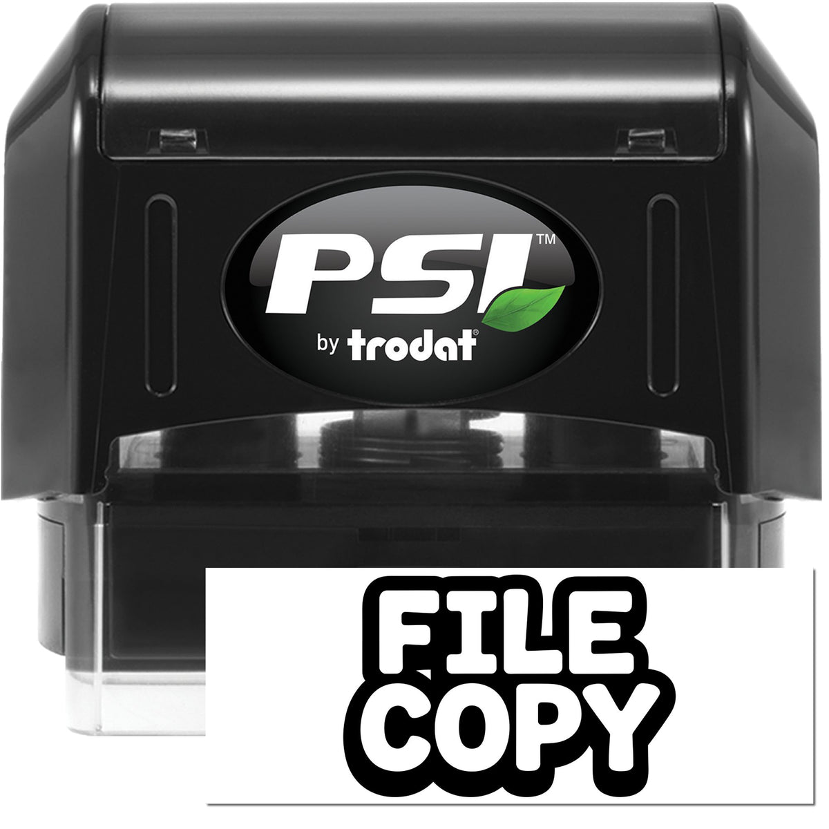 Trodat Revised Graffiti Urban Revamp pre-inked stock stamp with black ink, featuring bold graffiti-style design on a sturdy handle.