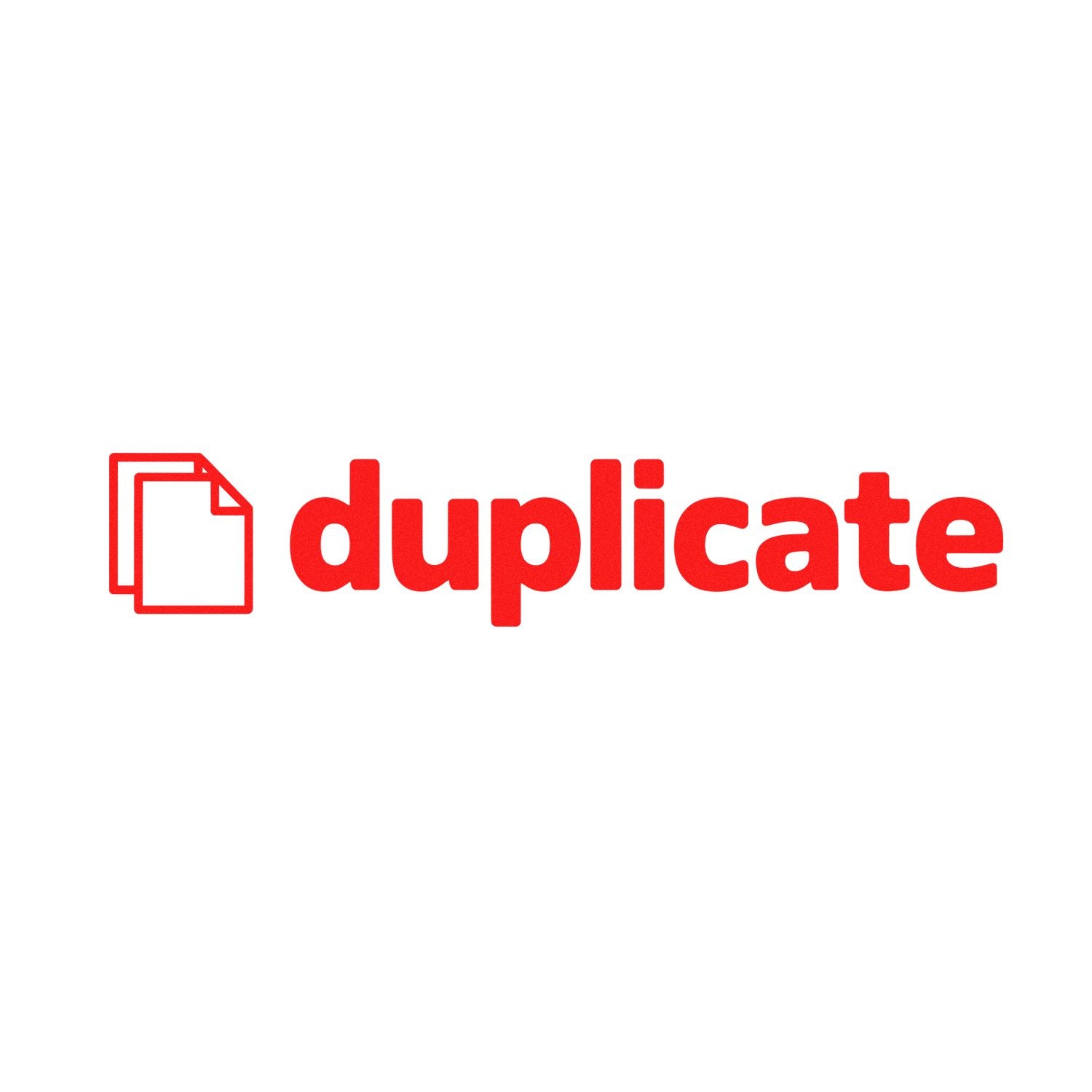 Red duplicate stamp and seal logo with stacked document icons on a white background.