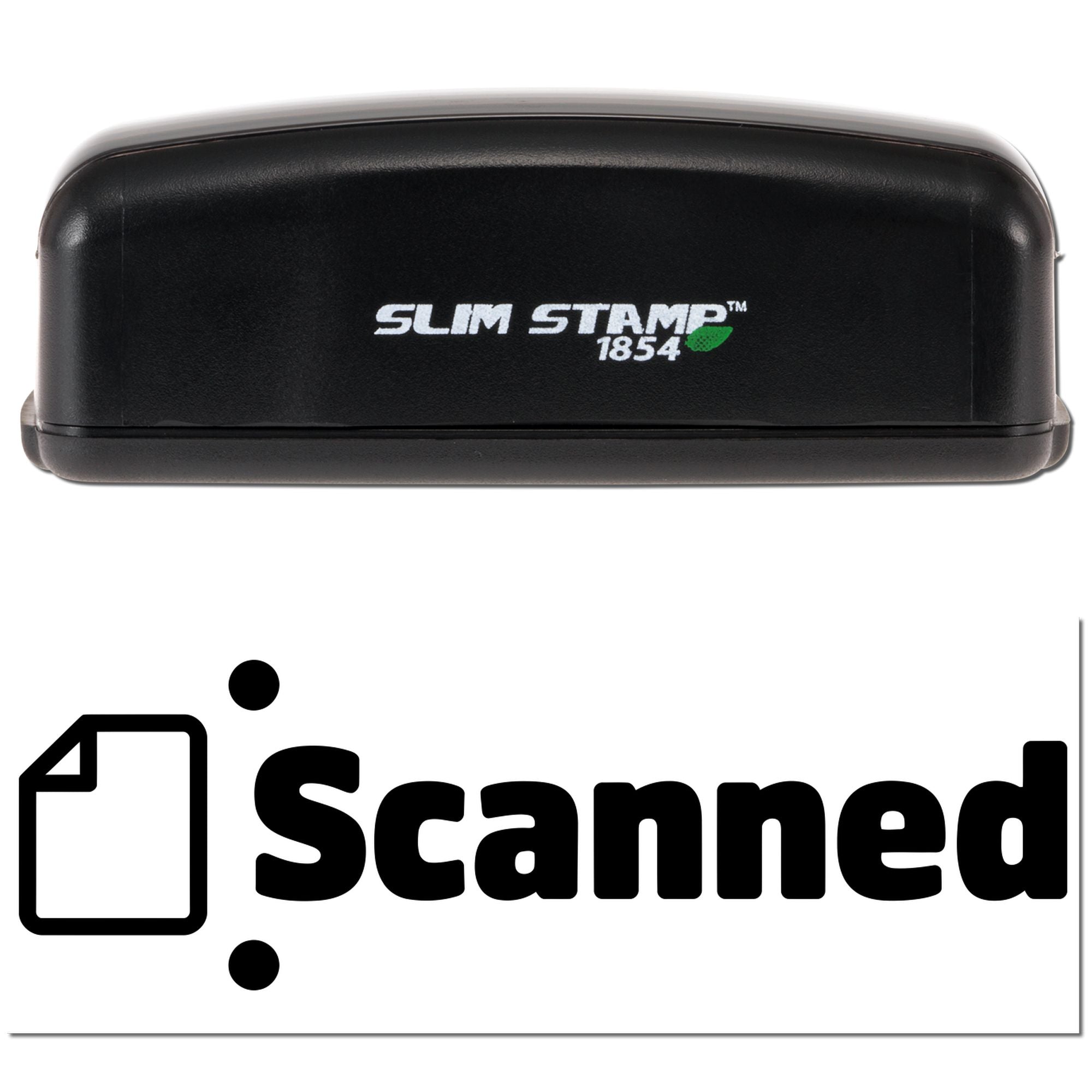 Black self-inking Slim Stamp 1854 stamp and seal with white branding on a white background.