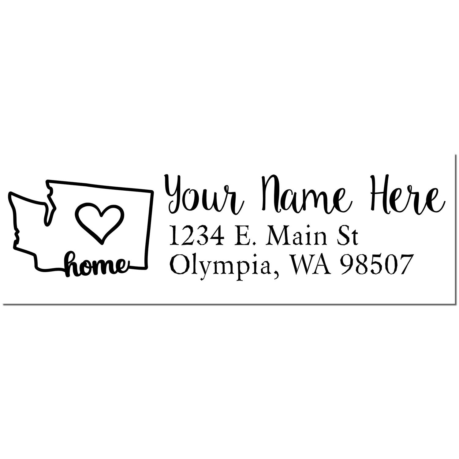 Washington Self-Inking State Love Address Stamp featuring a heart inside the state outline, customizable with name and address. Perfect for personalizing mail with a touch of home.