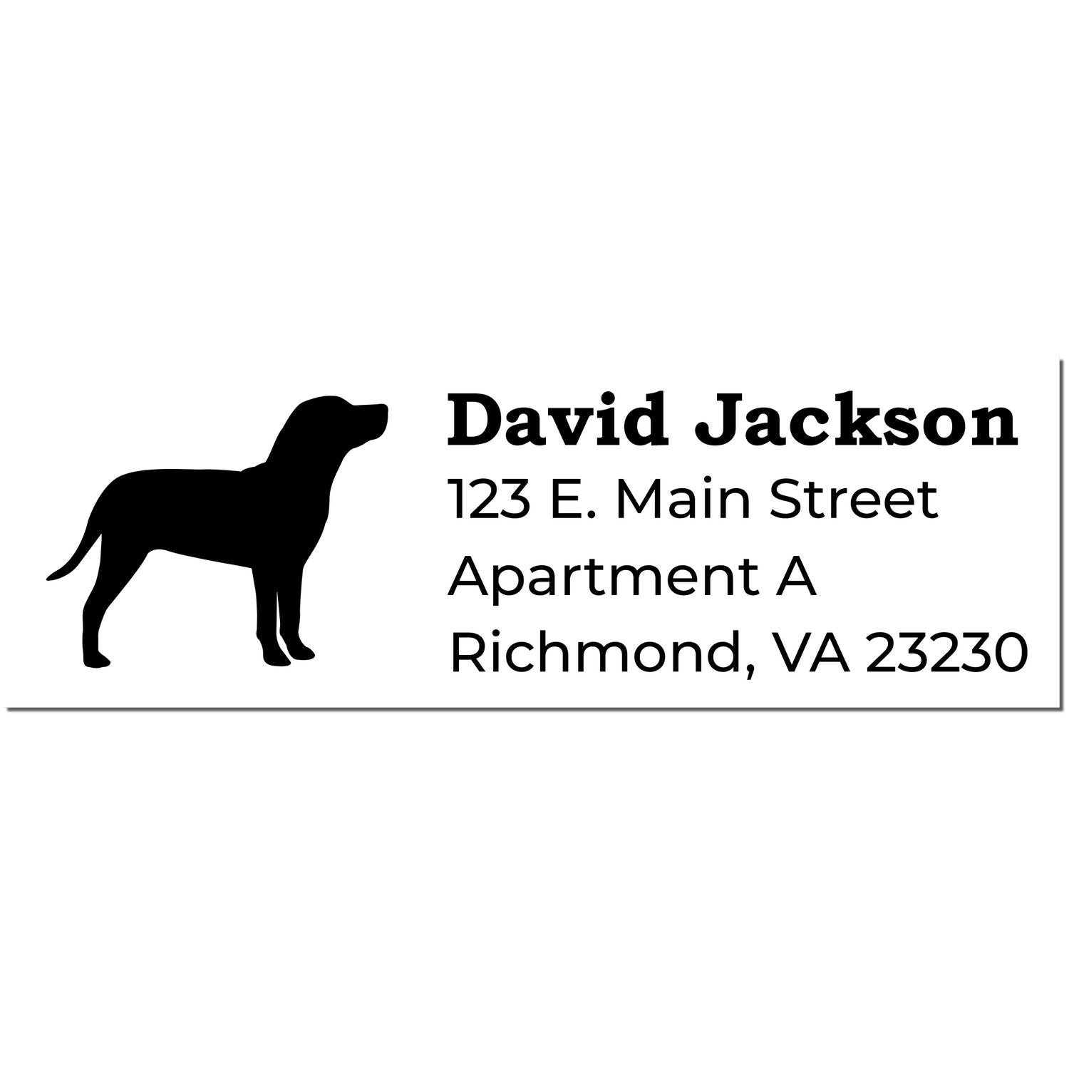 PSI Pre-Inked Personalized Catahoula Address Stamp featuring a silhouette of a Catahoula dog, with customizable text for name and address in bold, clear font.