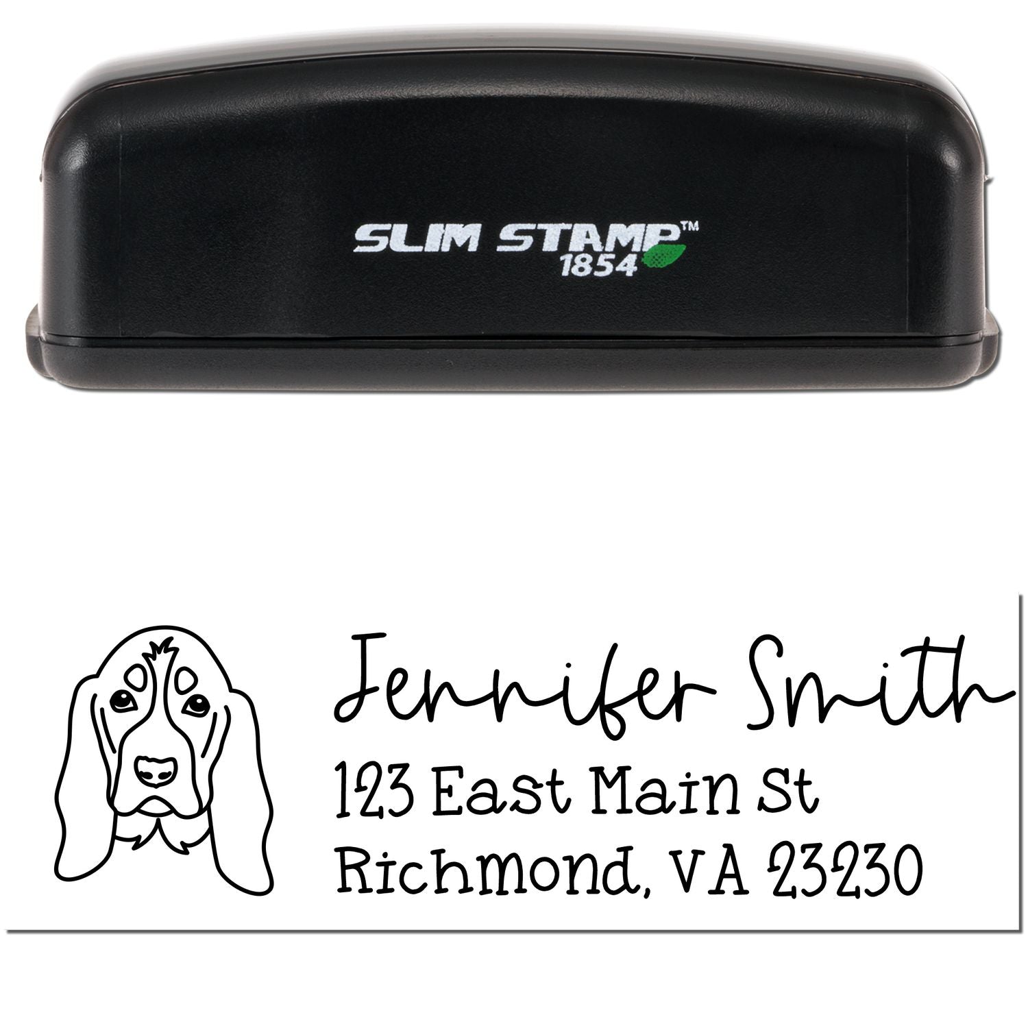 Slim Customized Address Stamp Basset Hound Dog Outline - Engineer Seal Stamps