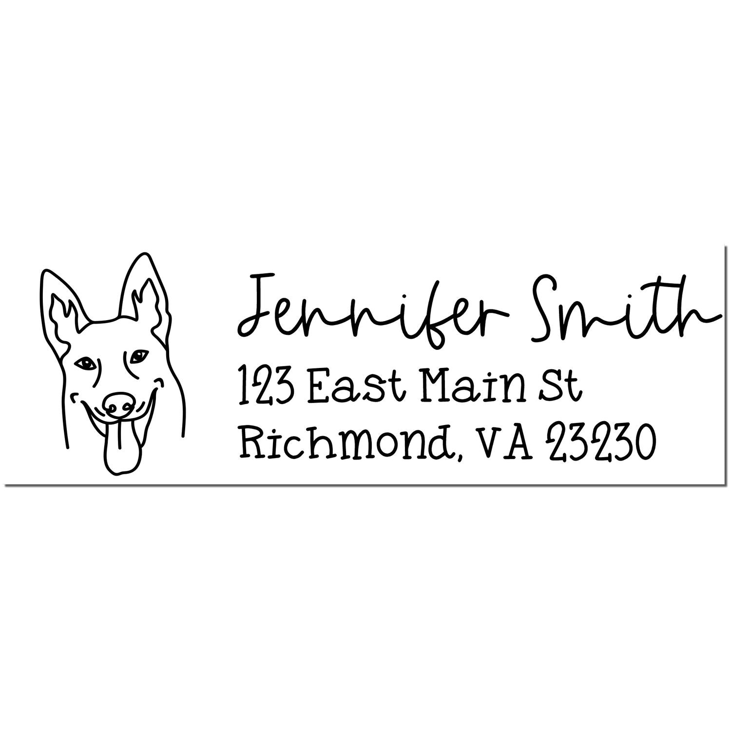 Wood Handle Belgian Malinois Dog Address Stamp Custom