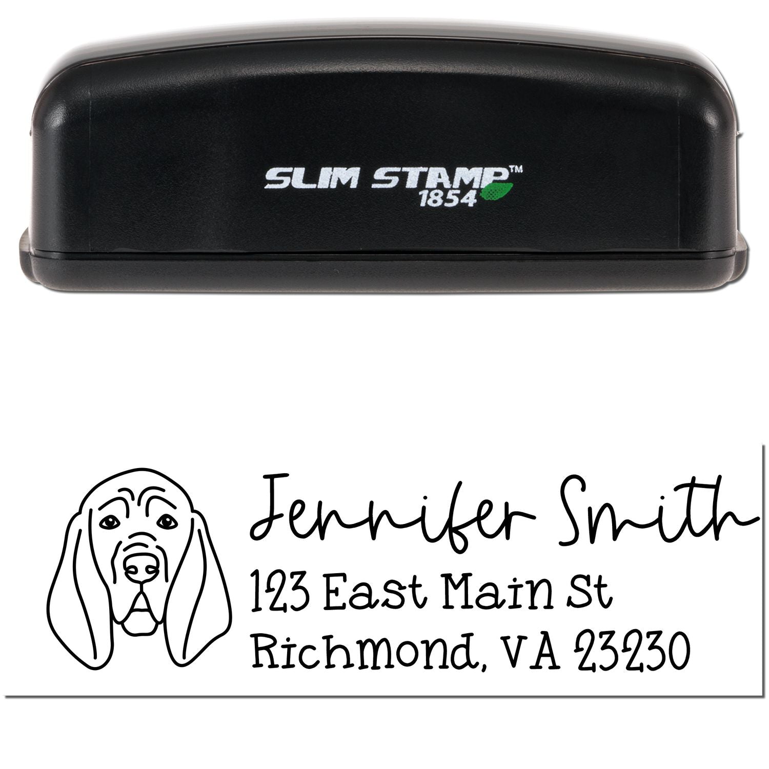 Slim Customized Address Stamp Blood Hound Dog Outline - Engineer Seal Stamps