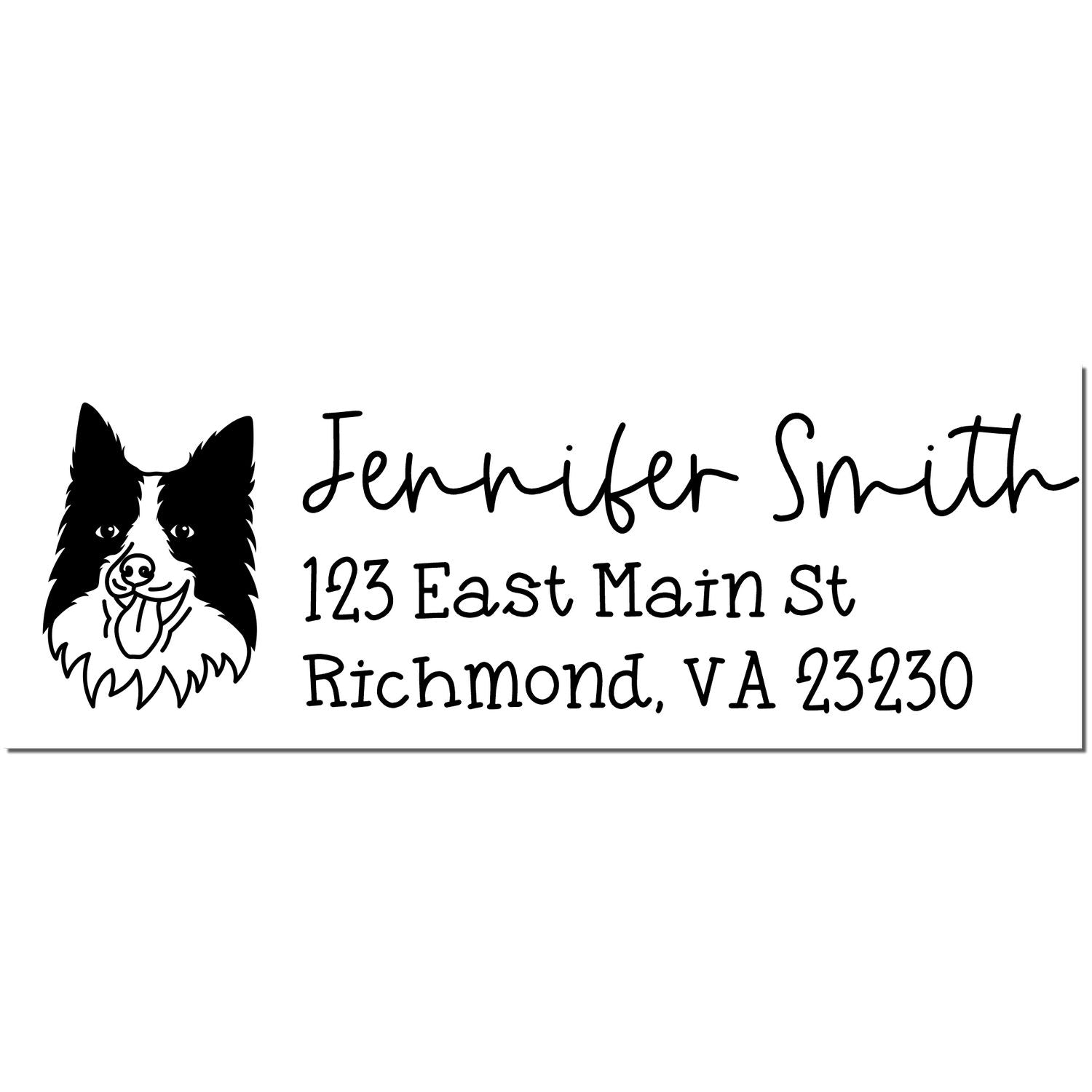 Border Collie Dog Address Stamp Pre-Inked