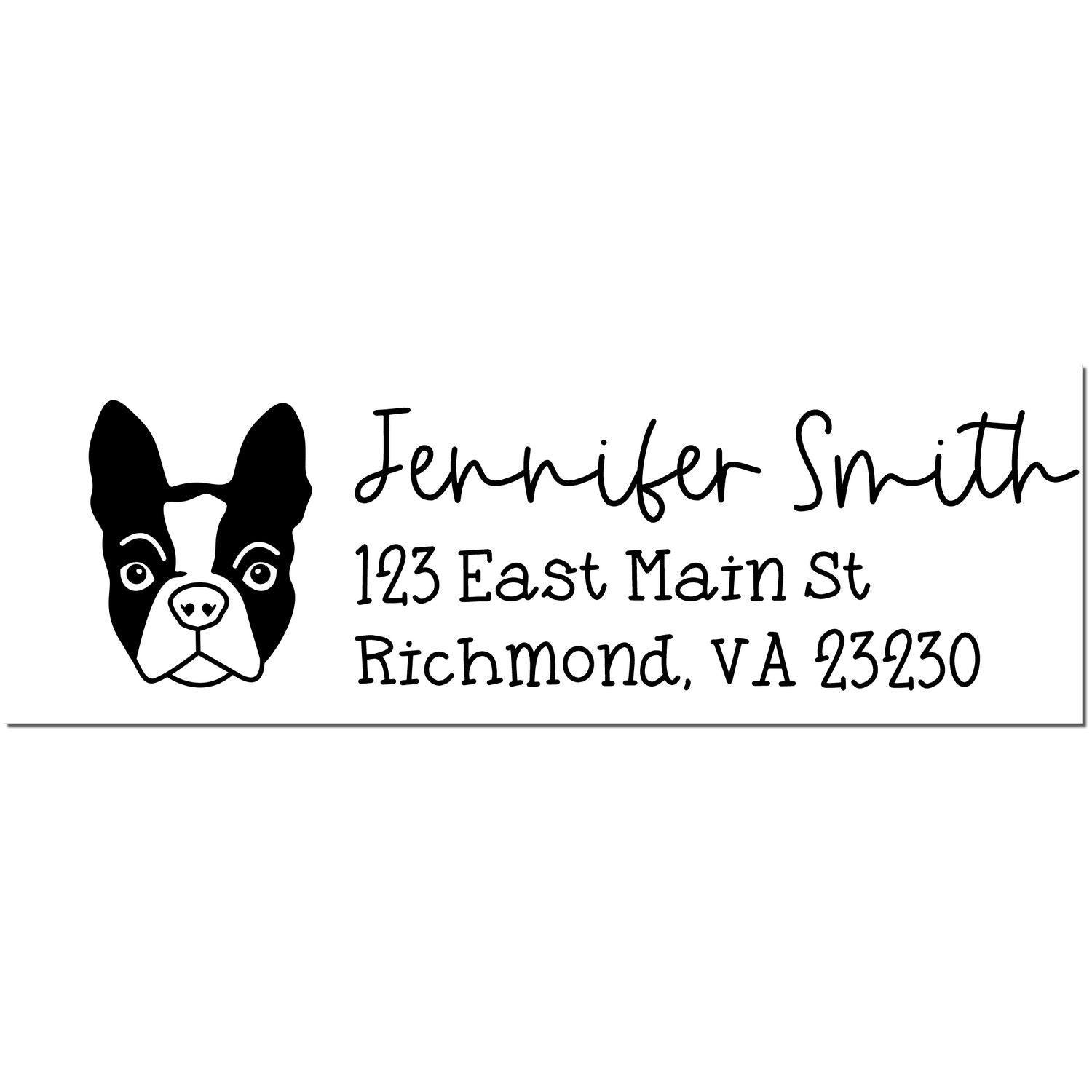 Slim Customized Address Stamp Boston Terrier Dog Outline - Engineer Seal Stamps