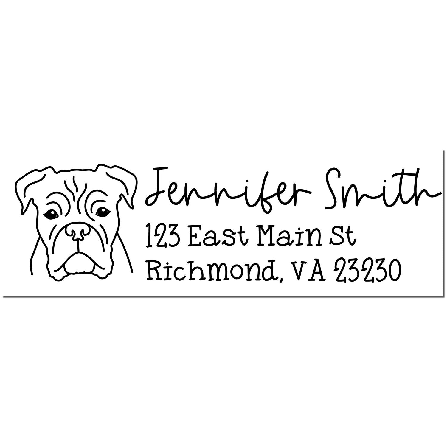 Wood Handle Boxer Dog Address Stamp Custom