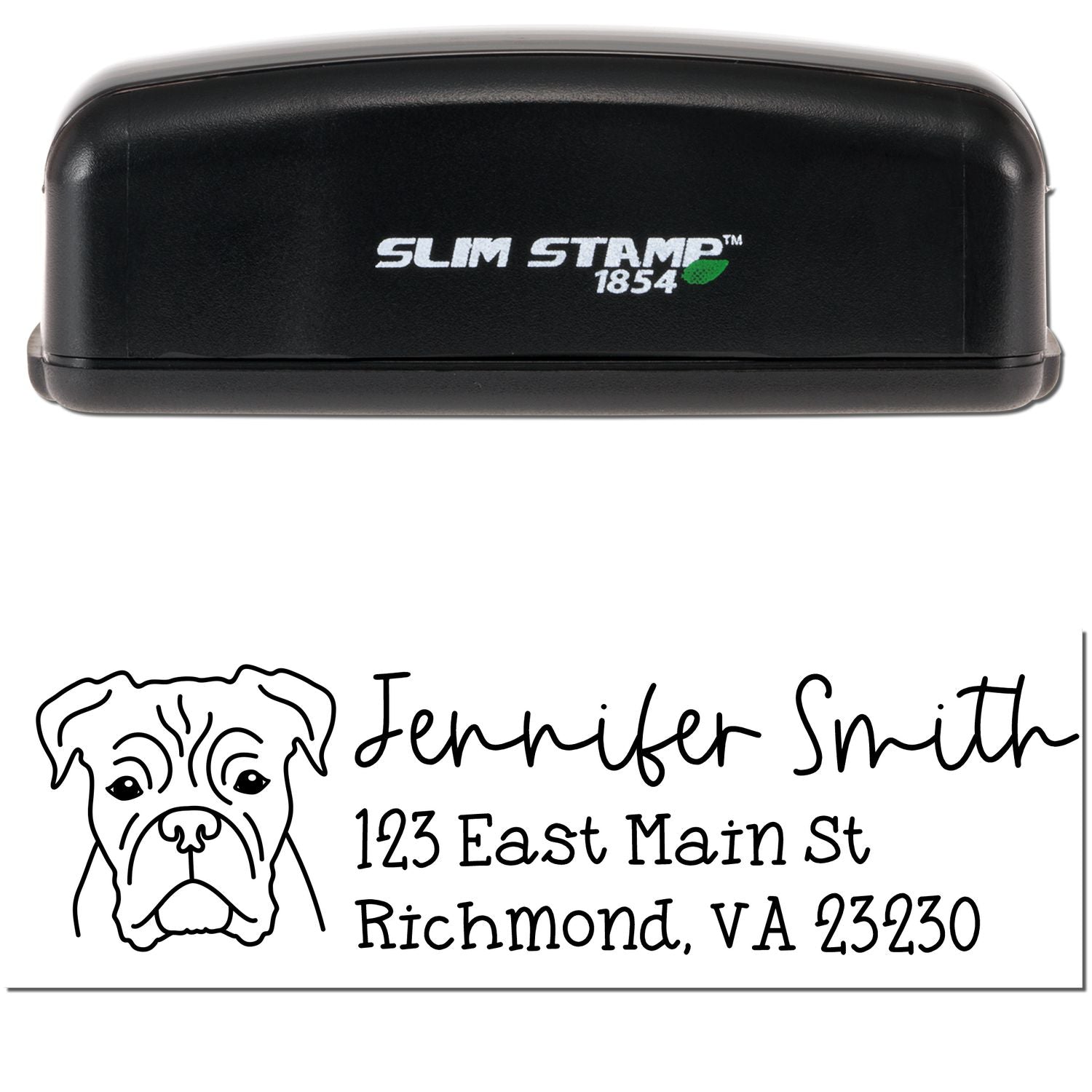 Slim Customized Address Stamp Boxer Dog Outline - Engineer Seal Stamps