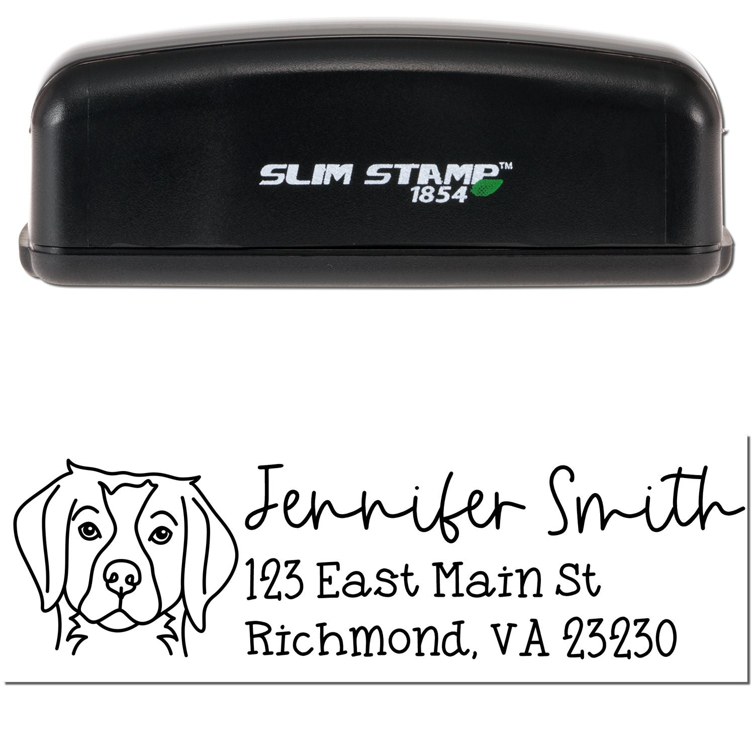 Slim Customized Address Stamp Brittany Spaniel Dog Outline - Engineer Seal Stamps