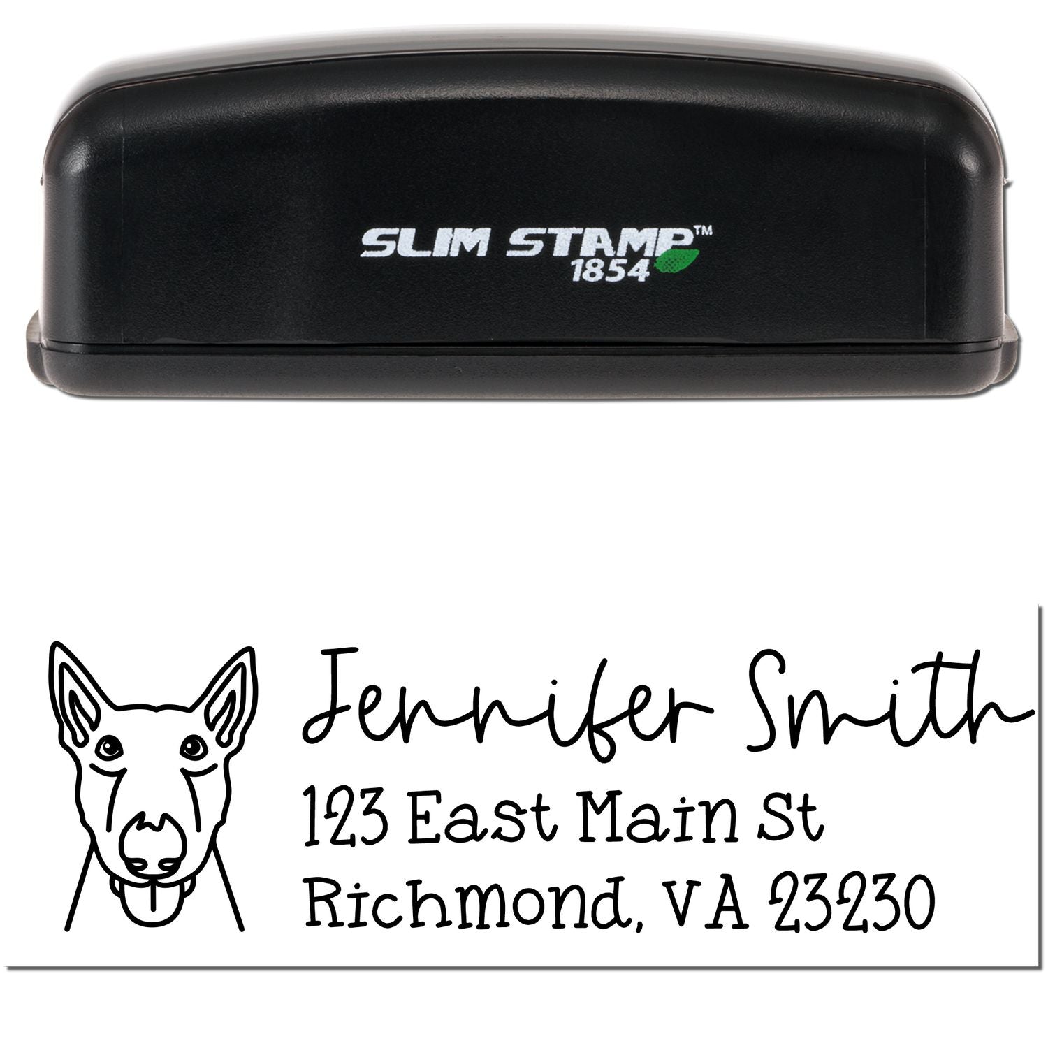 Slim Customized Address Stamp Bull Terrier Dog Outline - Engineer Seal Stamps