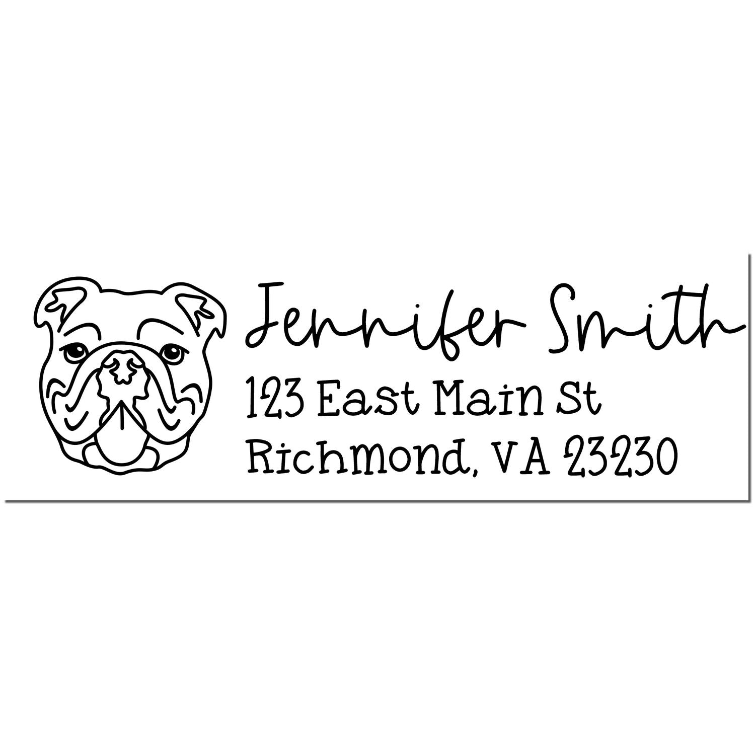 Wood Handle Bulldog Dog Address Stamp Custom