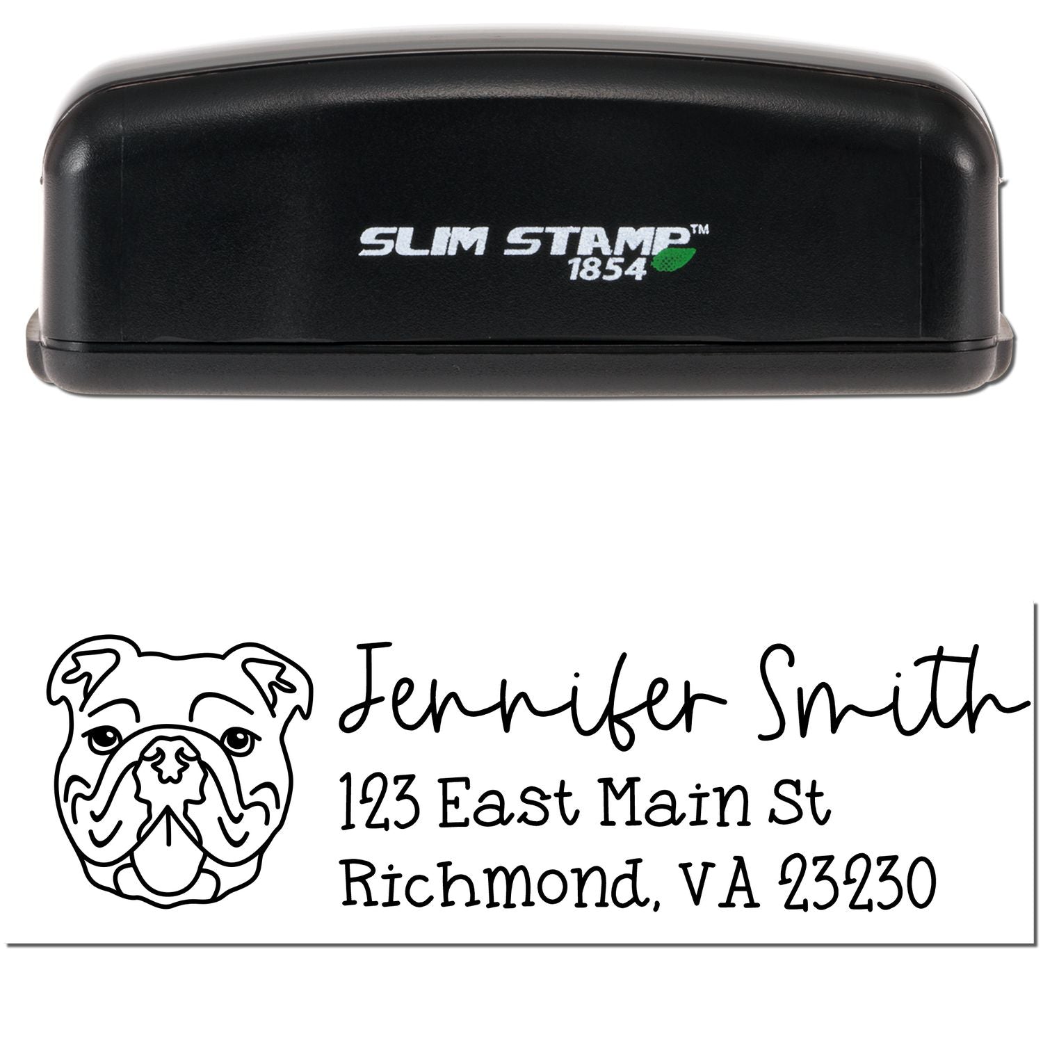 Slim Customized Address Stamp Bulldog Dog Outline - Engineer Seal Stamps