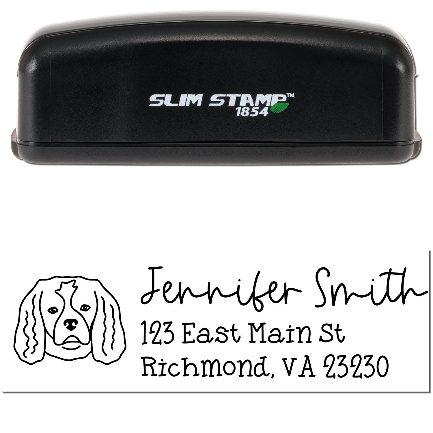 Slim Customized Address Stamp Cavalier King Charles Dog Outline - Engineer Seal Stamps