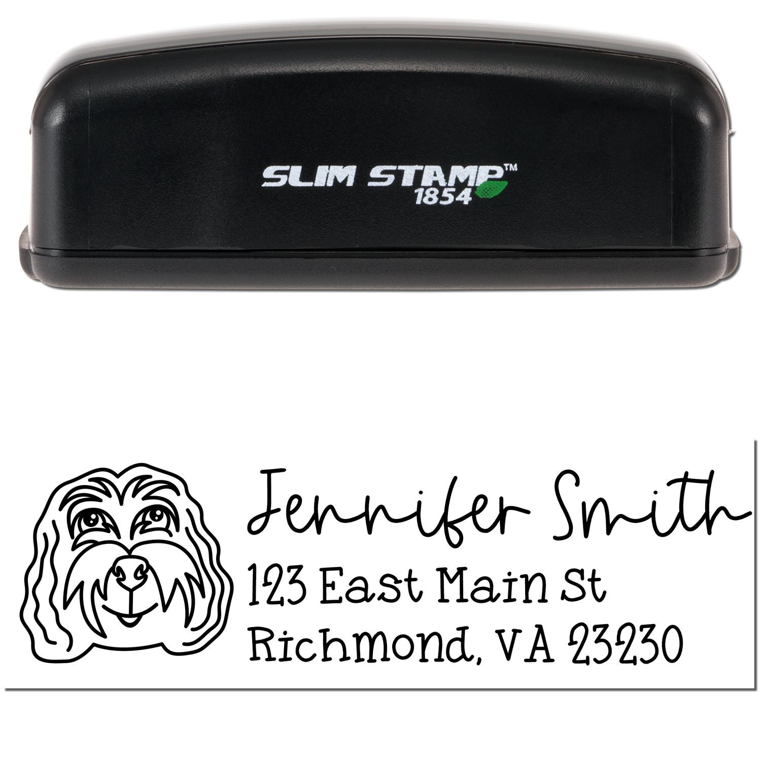 Slim Customized Address Stamp Cockapoo Dog Outline - Engineer Seal Stamps