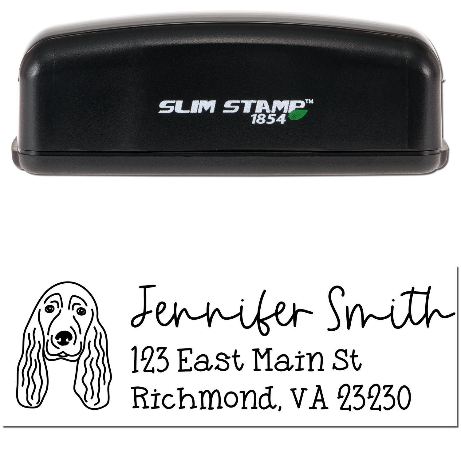 Slim Customized Address Stamp Cocker Spaniel Dog Outline - Engineer Seal Stamps