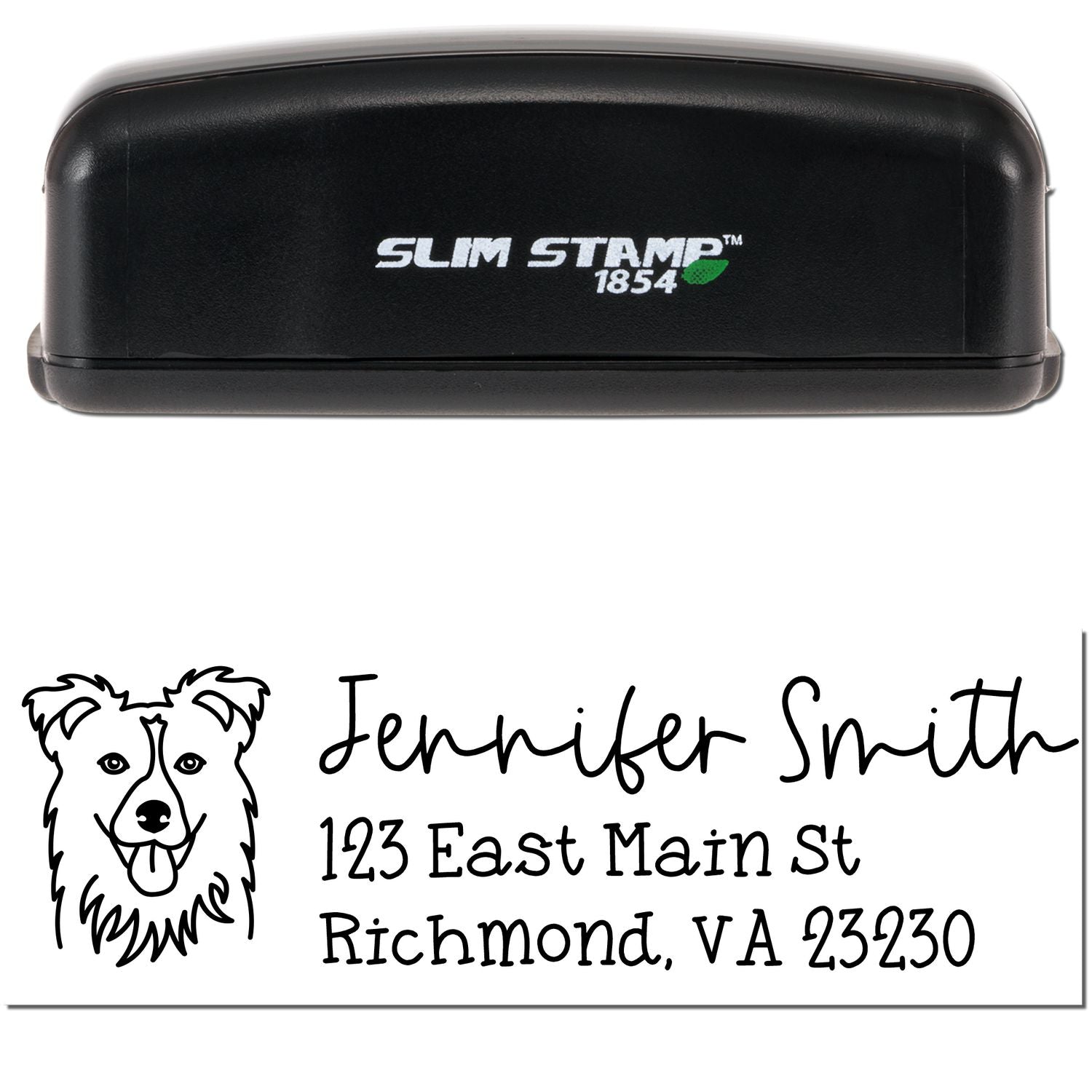 Slim Customized Address Stamp Collie Dog Outline - Engineer Seal Stamps