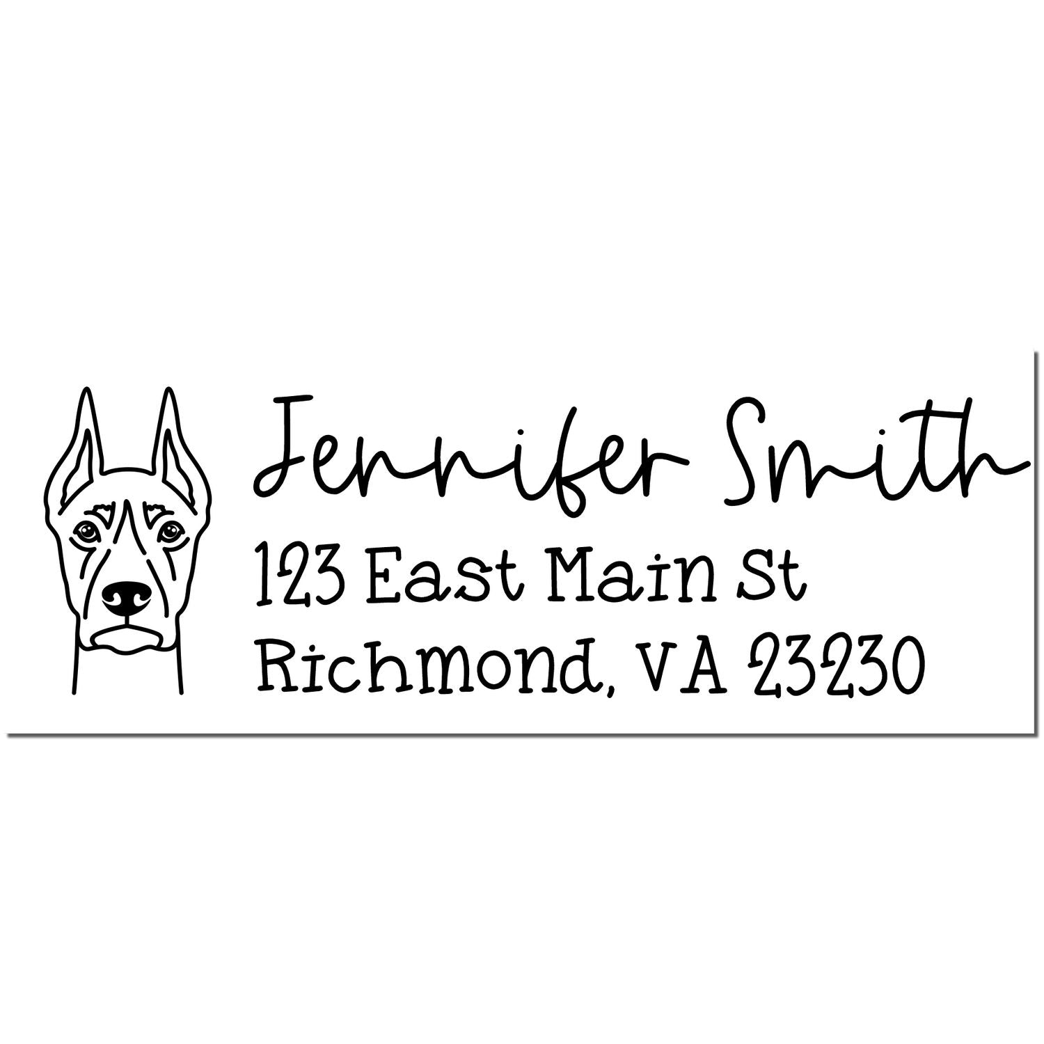 Wood Handle Doberman Dog Address Stamp Custom