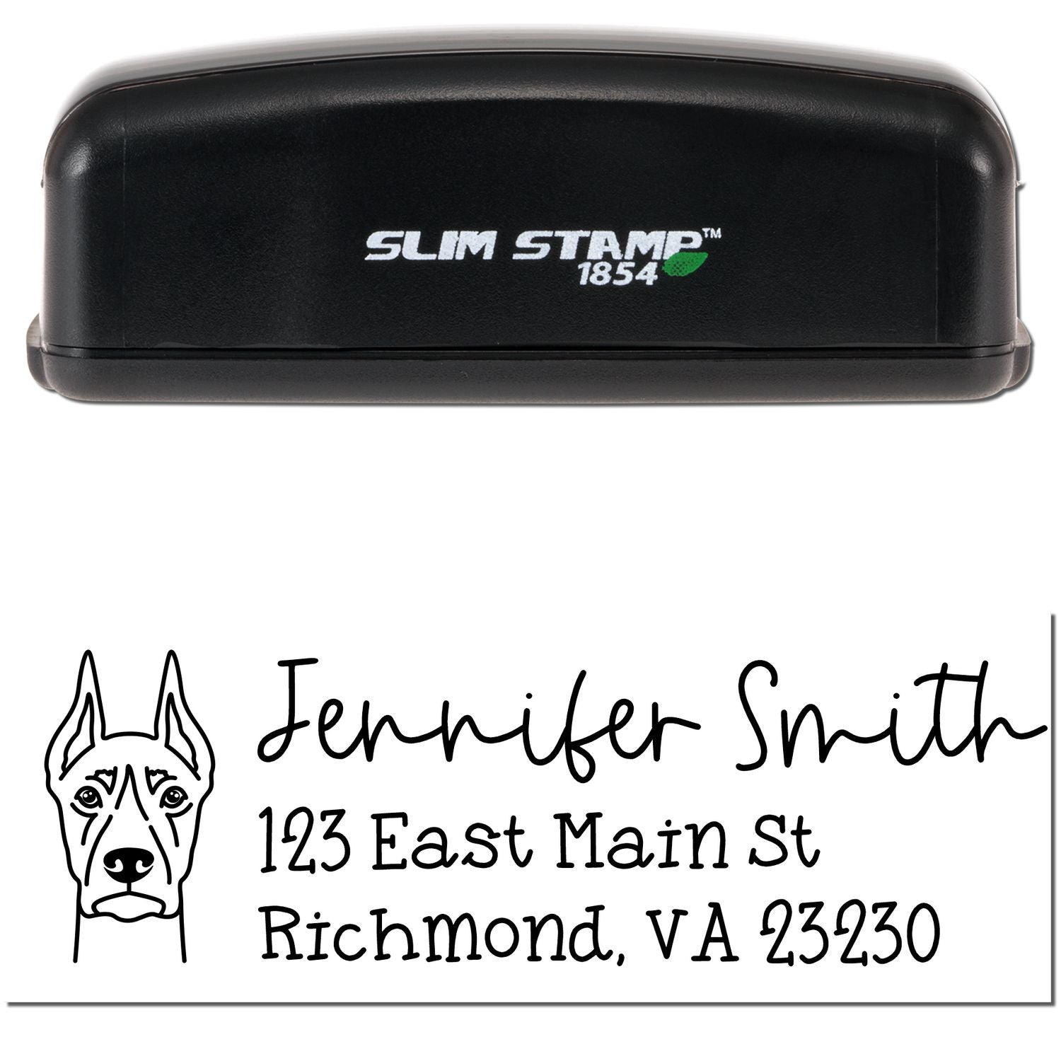 Slim Customized Address Stamp Doberman Dog Outline - Engineer Seal Stamps