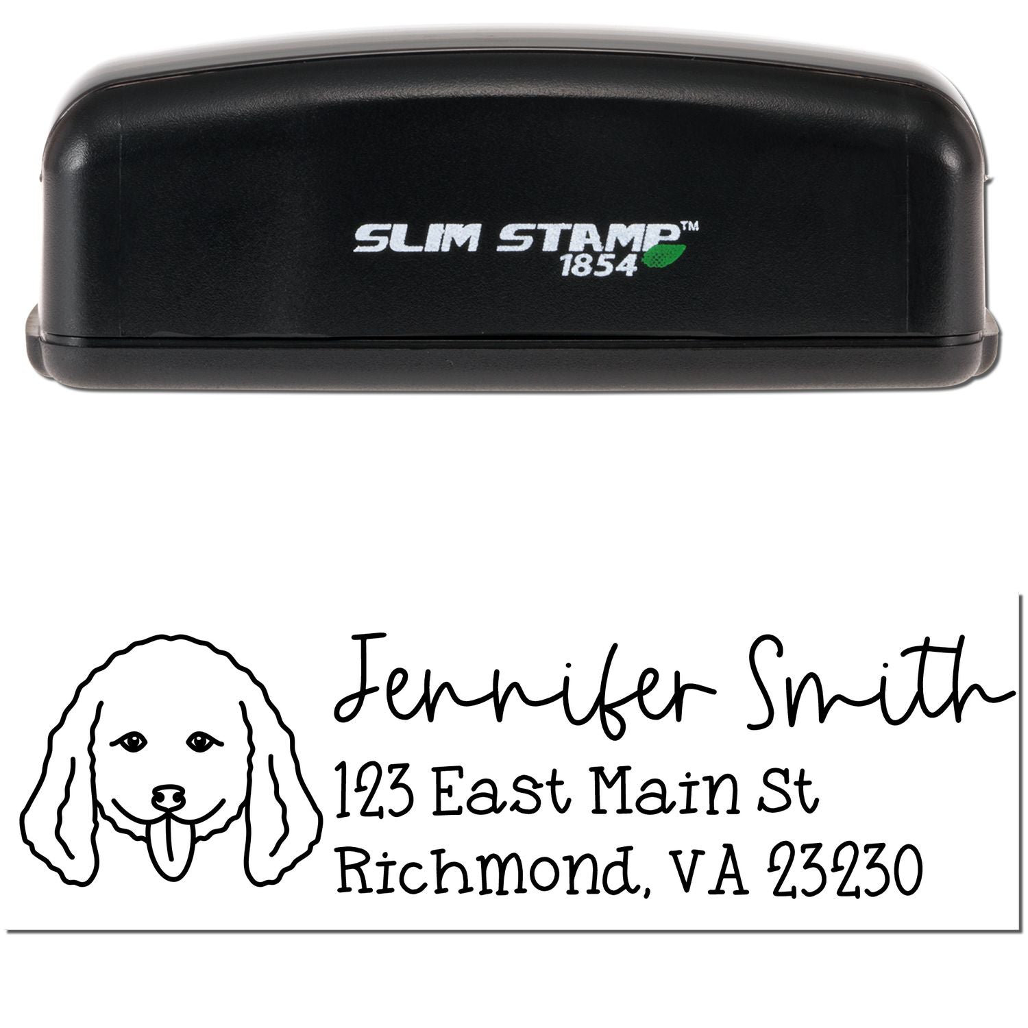 Slim Customized Address Stamp Doodle Dog Outline - Engineer Seal Stamps