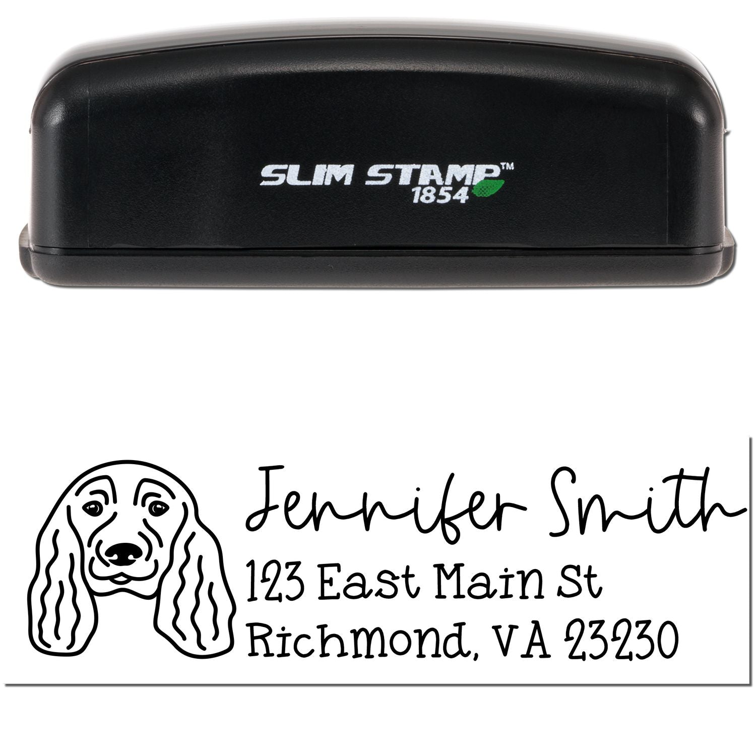 Slim Customized Address Stamp English Cocker Spaniel Dog Outline - Engineer Seal Stamps