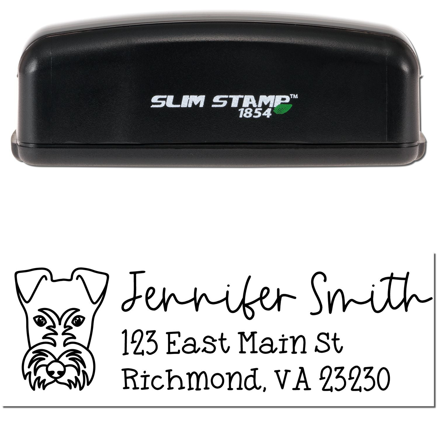 Slim Customized Address Stamp Fox Terrier Dog Outline - Engineer Seal Stamps