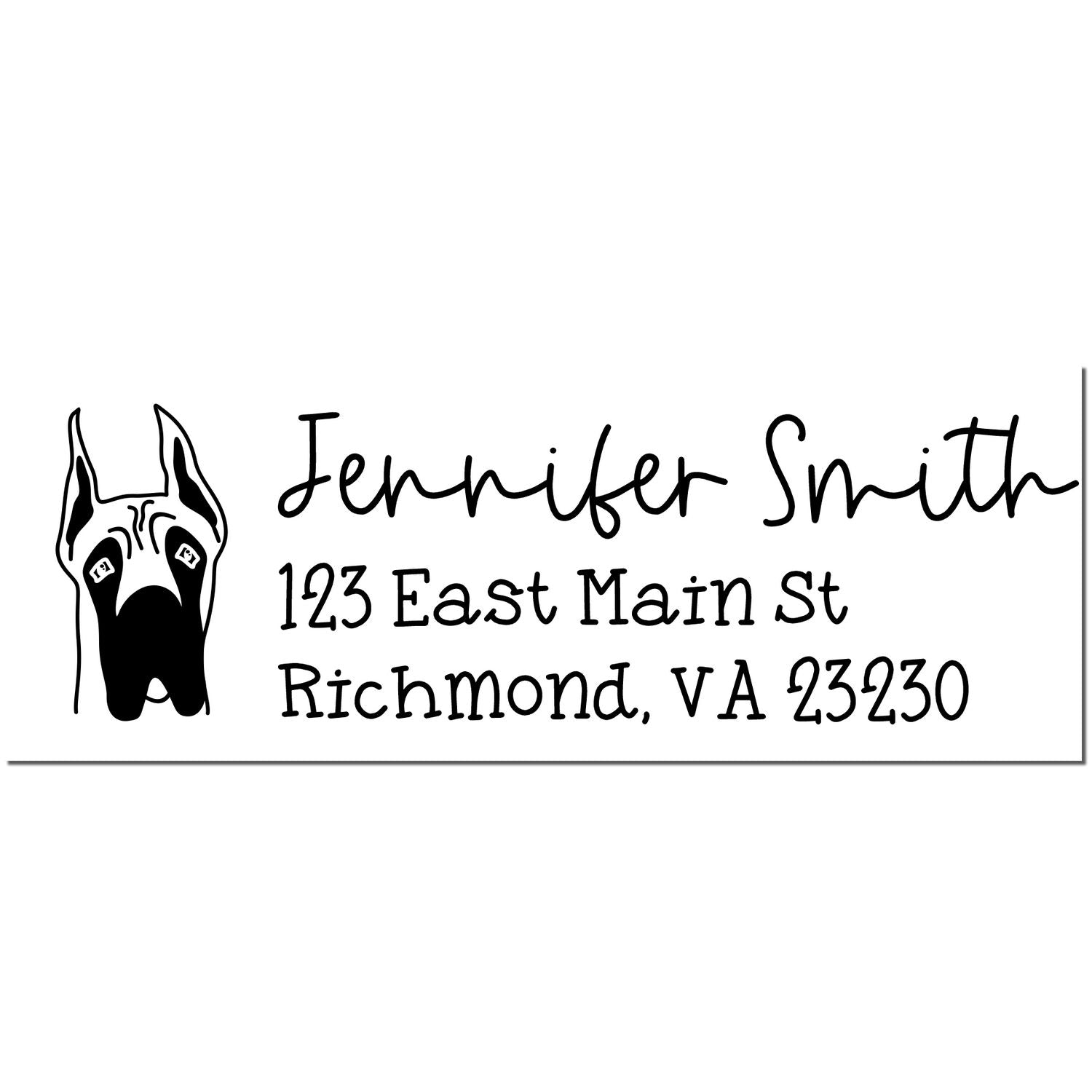 Self-Inking Great Dane Ears Up Dog Outline Return Address Stamp Personalized