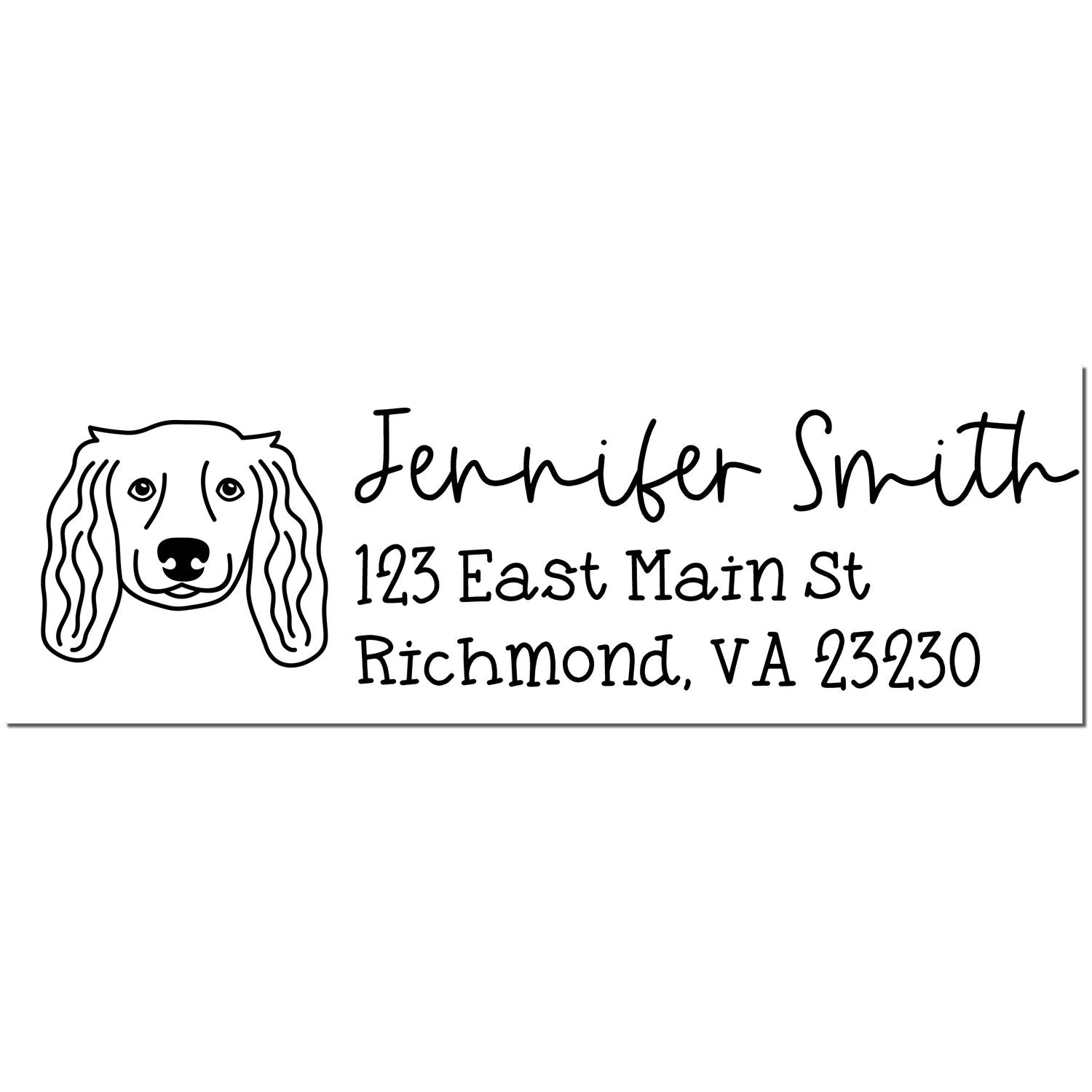 Wood Handle Long Haired Dachshund Dog Address Stamp Custom