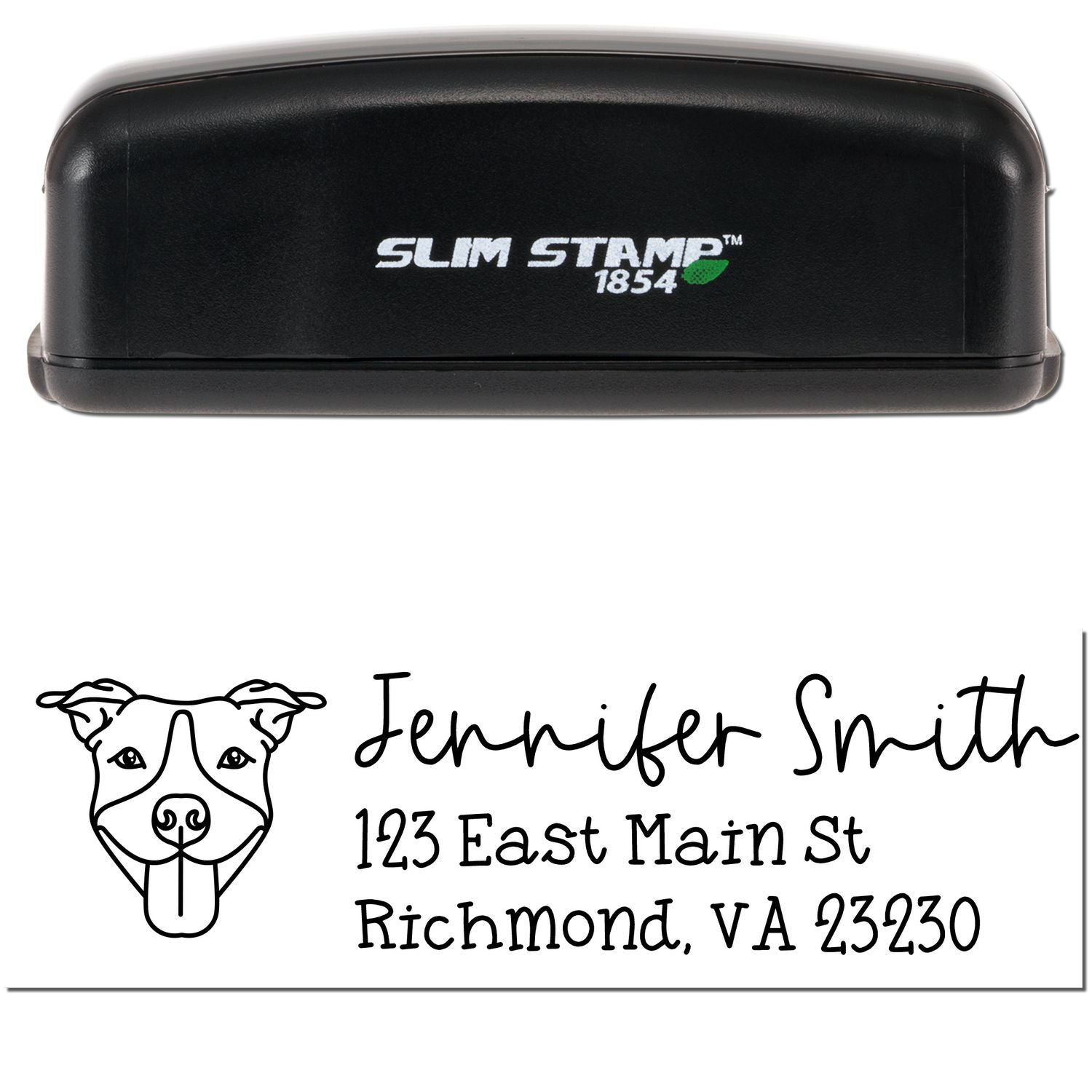 Slim Customized Address Stamp Pitbull Dog Outline - Engineer Seal Stamps