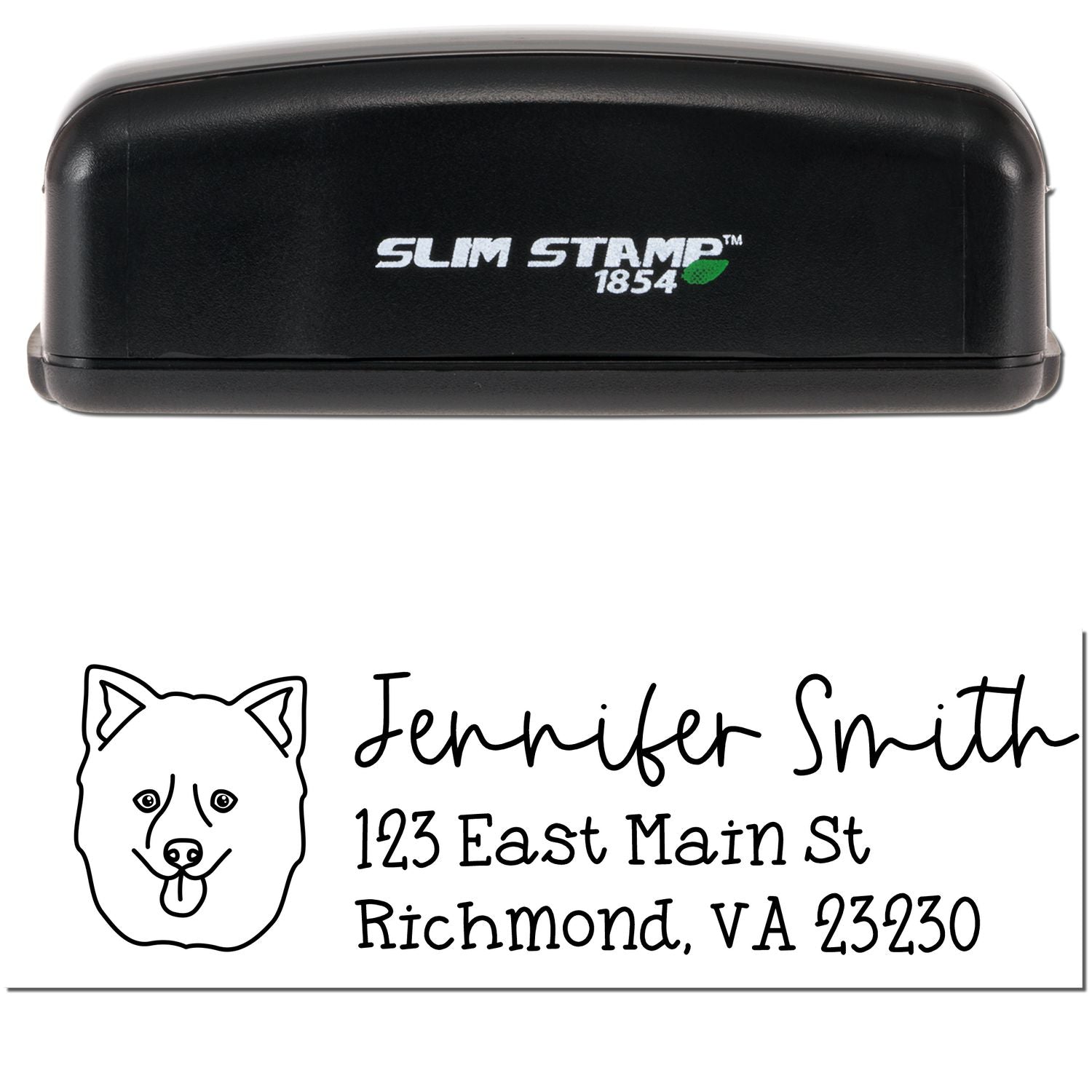 Slim Customized Address Stamp Pomsky Dog Outline