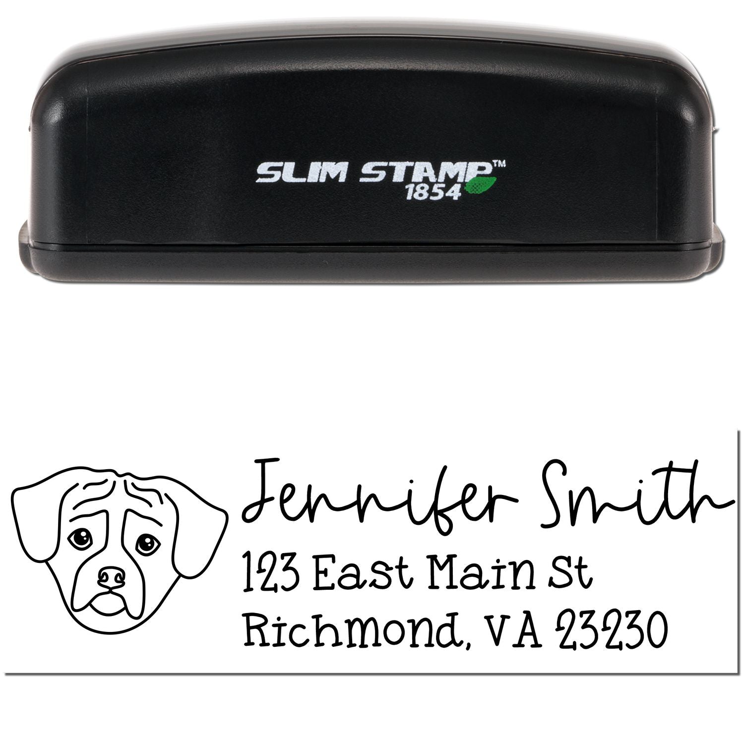 Slim Customized Address Stamp Puggle Dog Outline