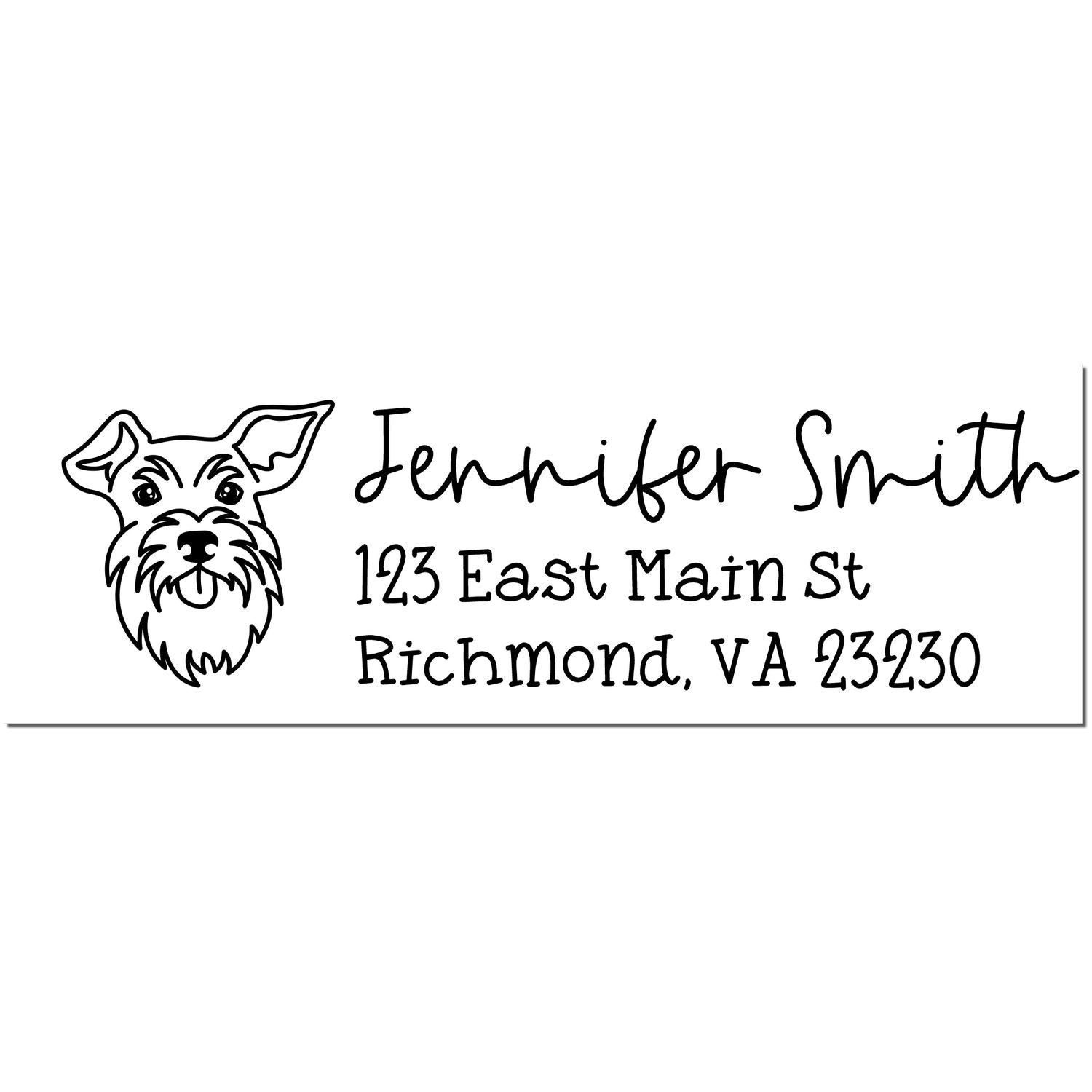 Wood Handle Schnauzer Dog Address Stamp Custom