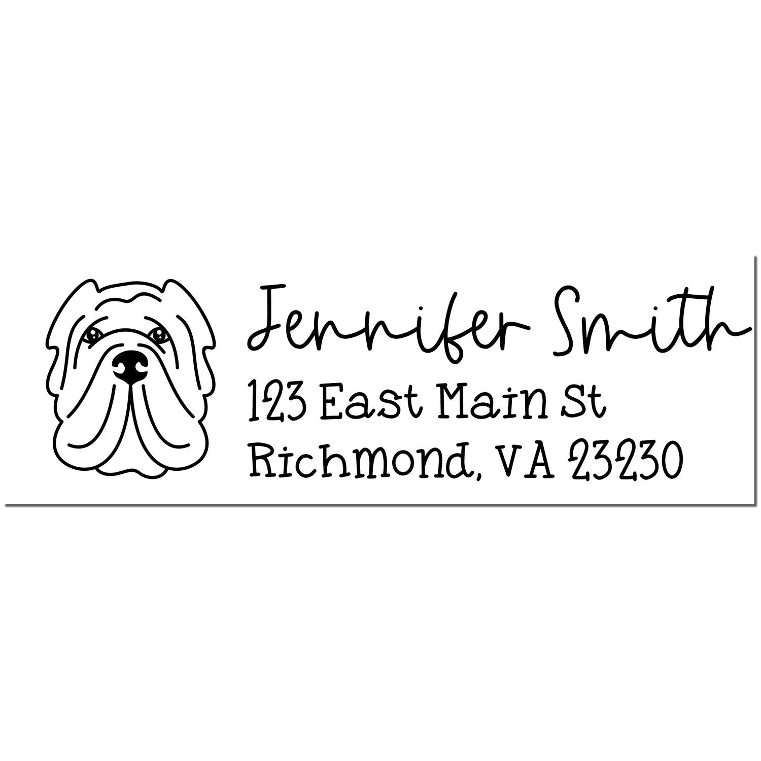 Slim Customized Address Stamp Sharpei Dog Outline