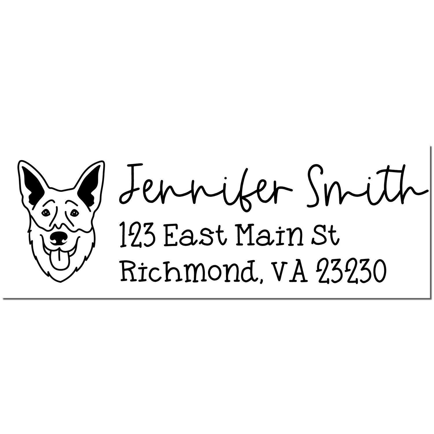 Wood Handle Shepsky Dog Address Stamp Custom