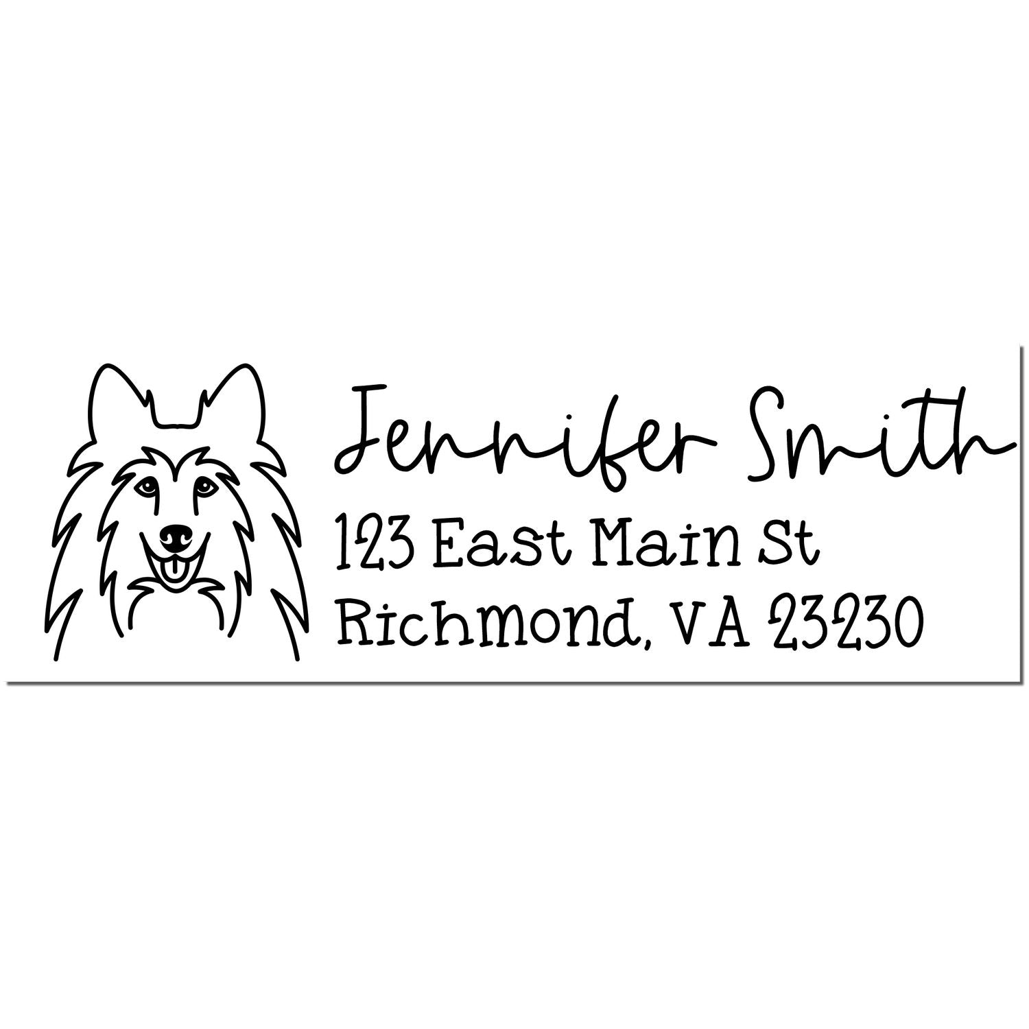 Self-Inking Shetland Sheepdog Dog Outline Return Address Stamp Personalized - Engineer Seal Stamps