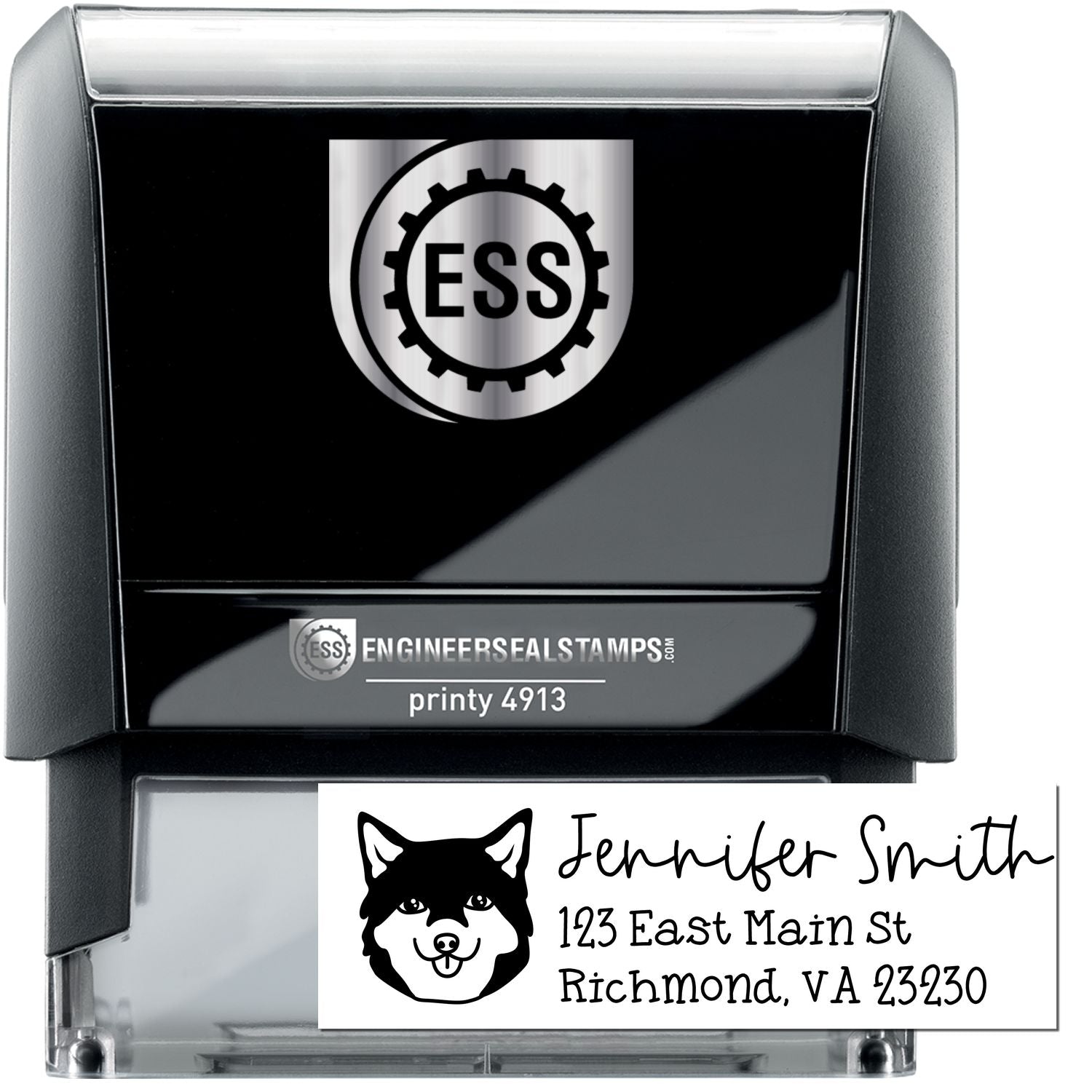 Self-Inking Shiba Dog Outline Return Address Stamp Personalized - Engineer Seal Stamps