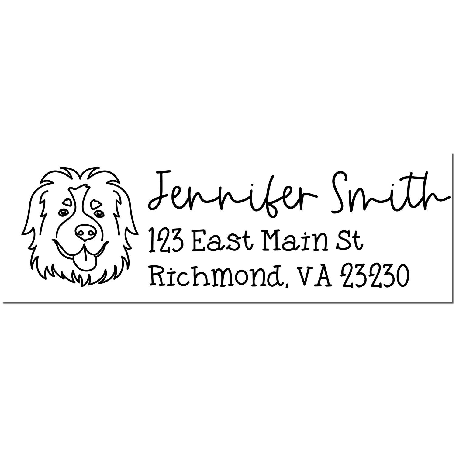 Wood Handle St Bernard Dog Address Stamp Custom