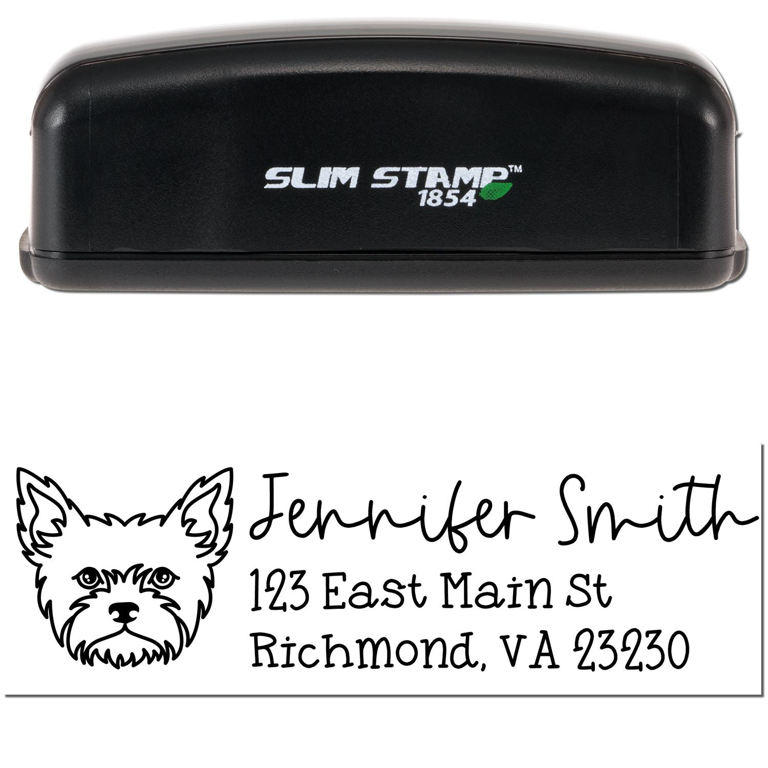 Slim Customized Address Stamp Yorkie Dog Outline - Engineer Seal Stamps