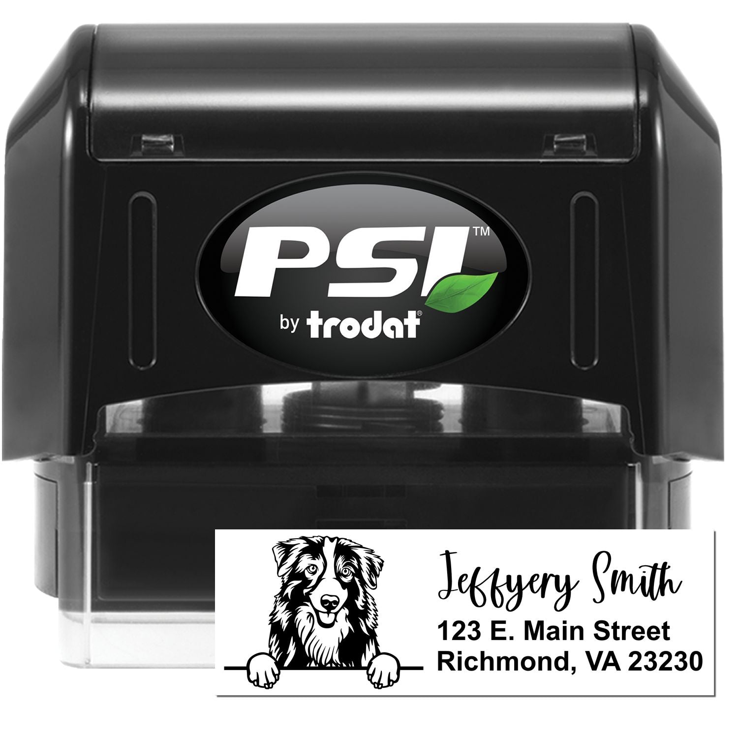 Pre-Inked Australian Shepherd Dog Personalized Address Stamp