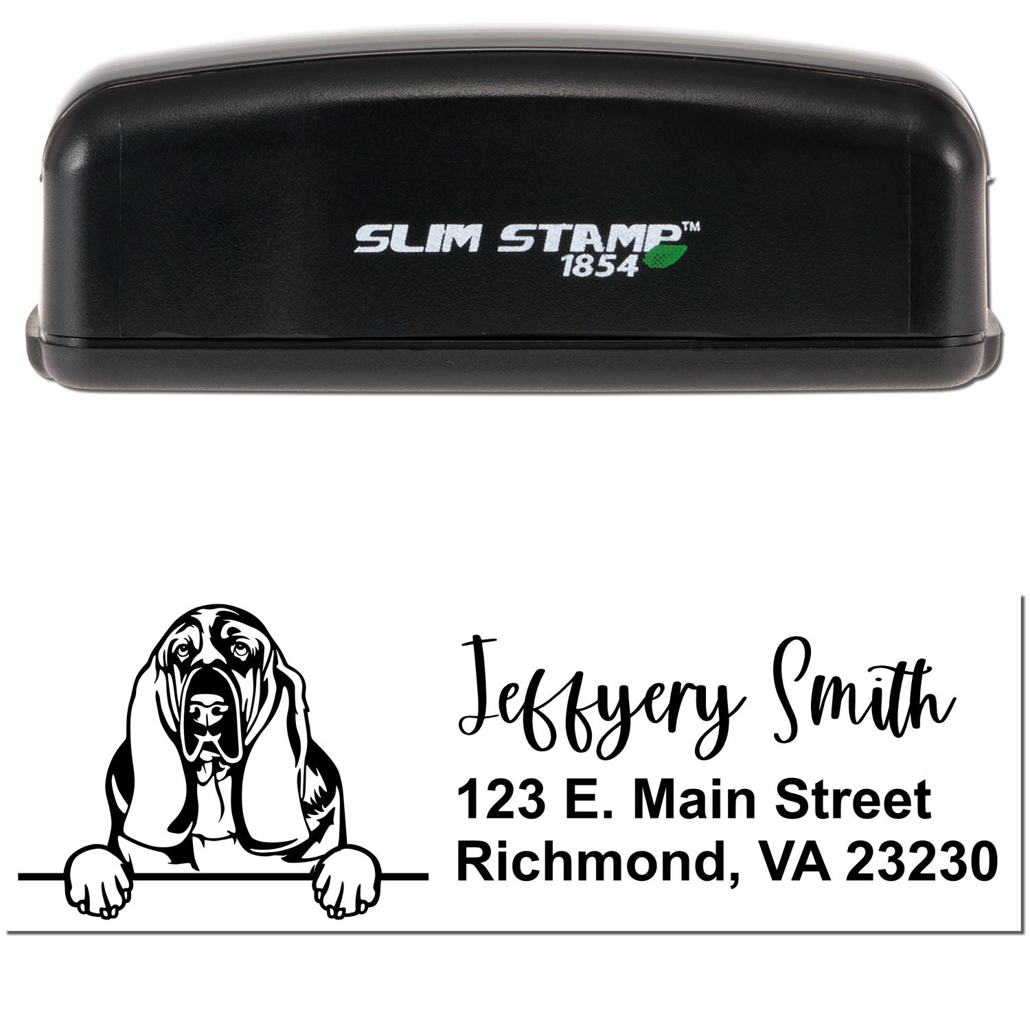 Slim Basset Hound Pre-Inked Customized Stamp