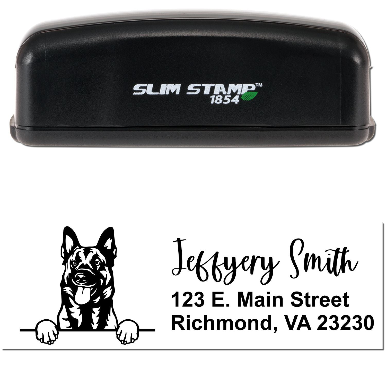 Slim Belgian Malinois Pre-Inked Customized Stamp