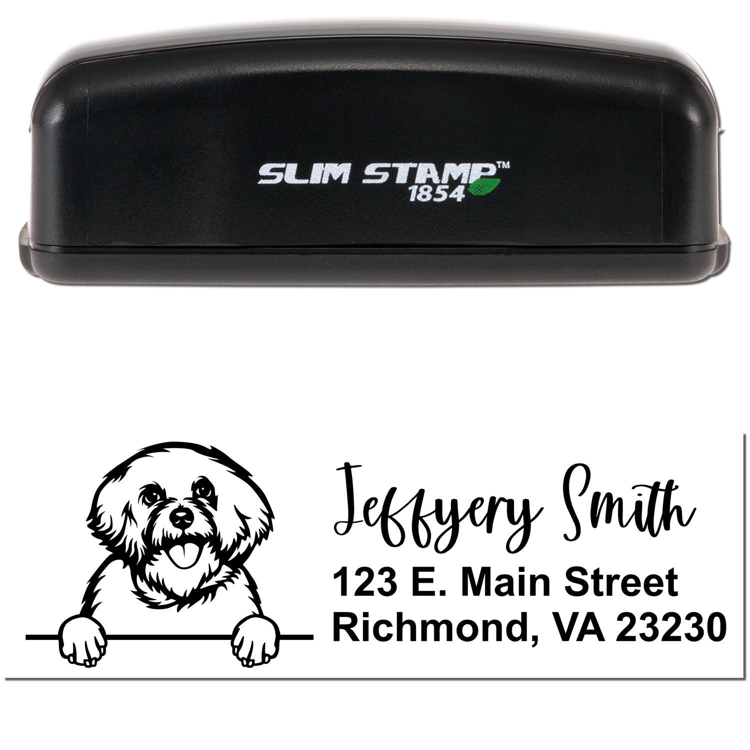 Slim Bichon Frise Pre-Inked Customized Stamp